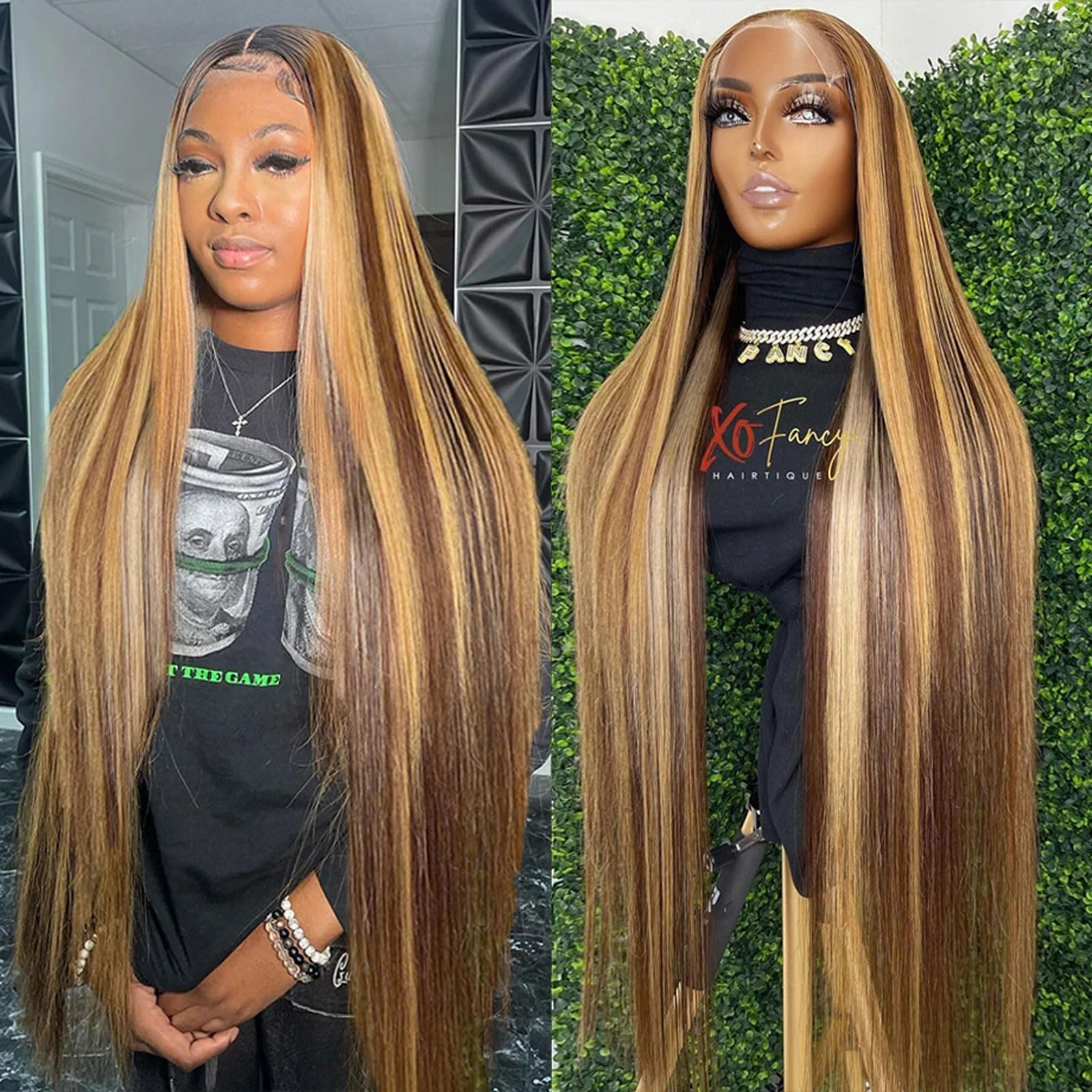 Metamuclia Honey Blonde 13X4 HD Lace Front Wig Human Hair Highlight Straight Lace Frontal Wigs Human Hair Pre Plucked 28 Inch 18