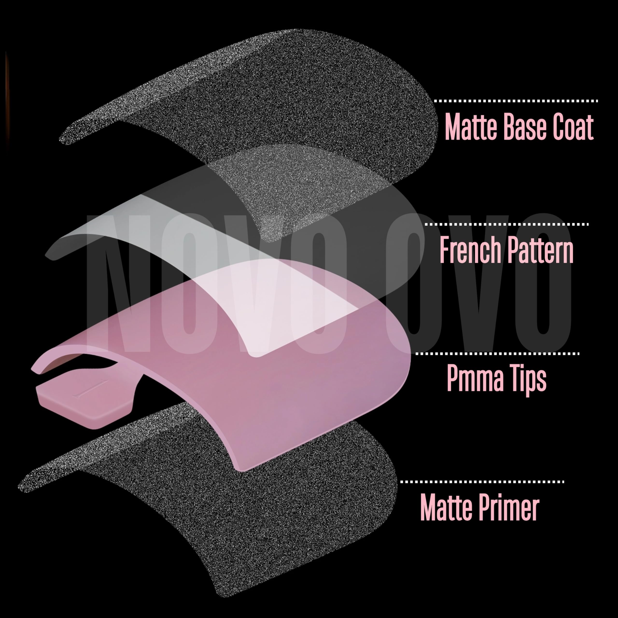 NOVO OVO French Tip Toe Nail Tips Press on, Sharp Square Pre-Designed Soft Gel False Toenail Extension, BROWN PINK Pre-applied T