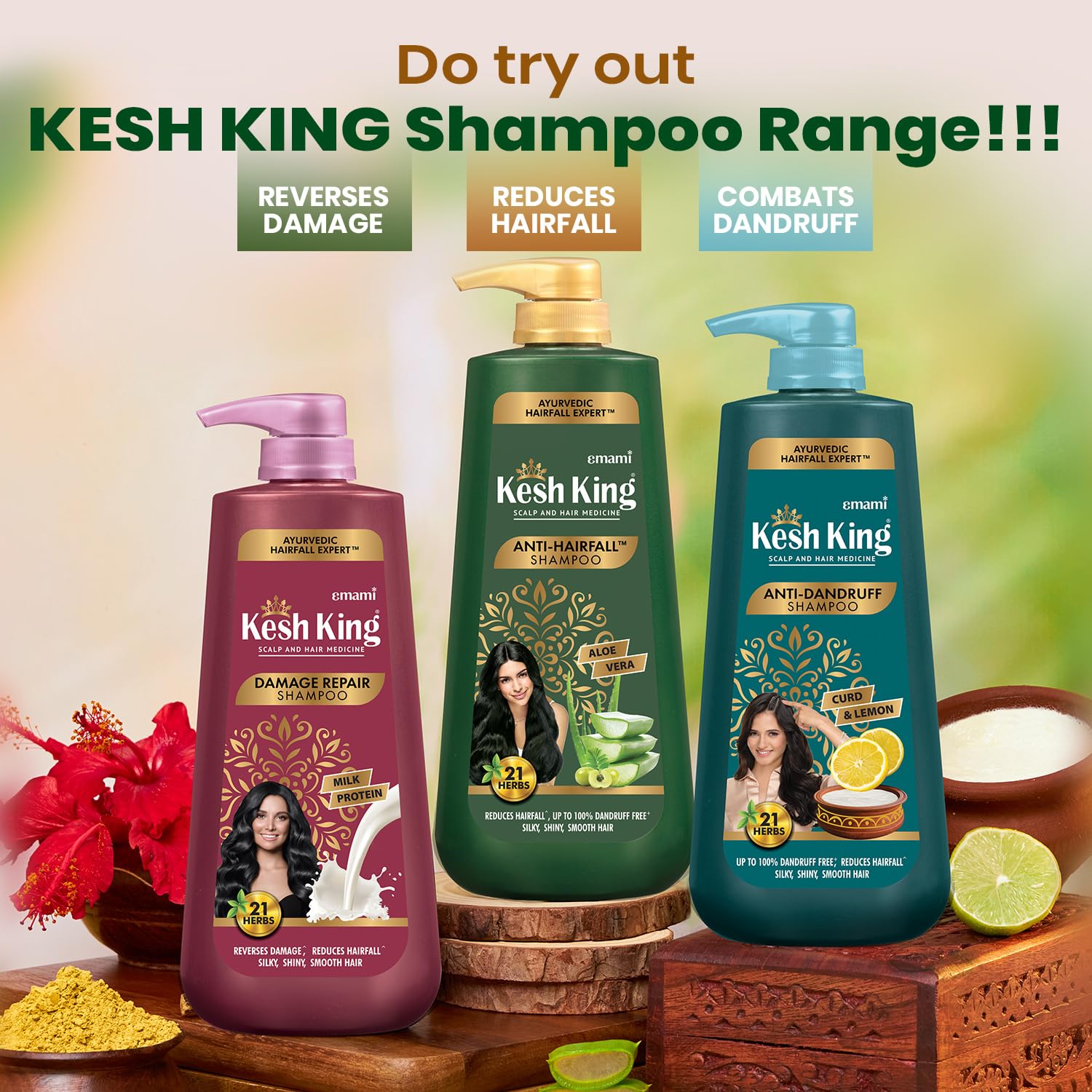 Emami Kesh King Anti Hairfall Shampoo | With 21 Ayurvedic Herbs & Aloe Vera | Provides Healthy Nourished Scalp | For Shiny & Smo