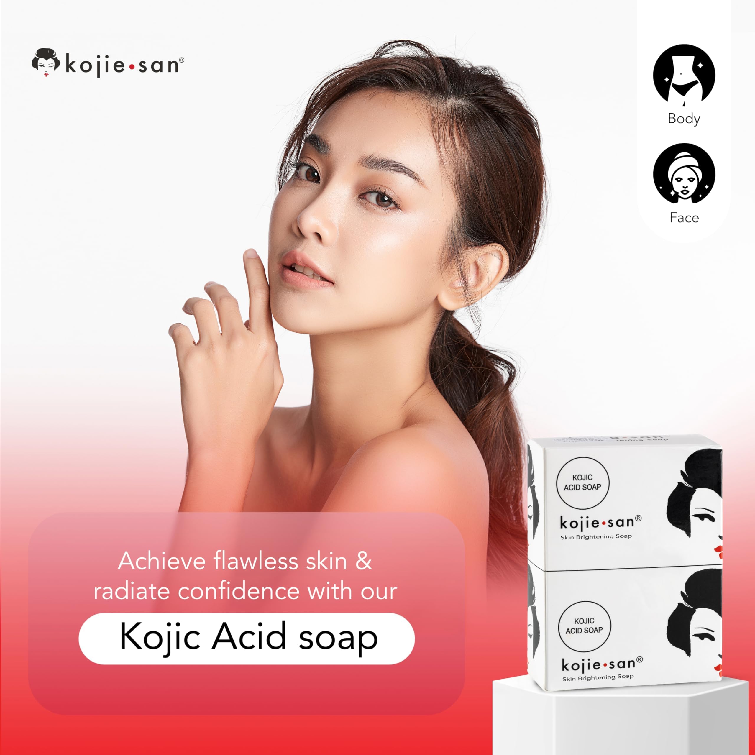 Kojie San Skin Brightening Soap - Original Kojic Acid, Dark Spot Remover Bar Soap With Coconut & Tea Tree Oil- 135G X 4 Bars