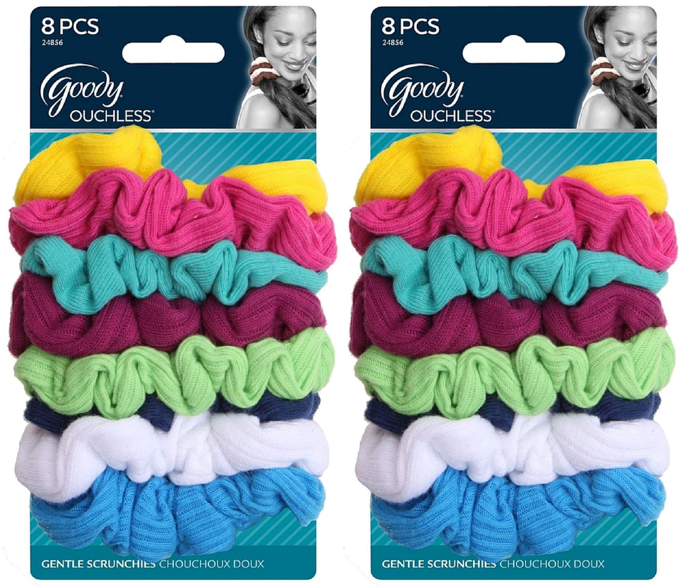 Goody Women's Hair Ouchless Jersey Variety Scrunchies, 8 Count, 2 Pack