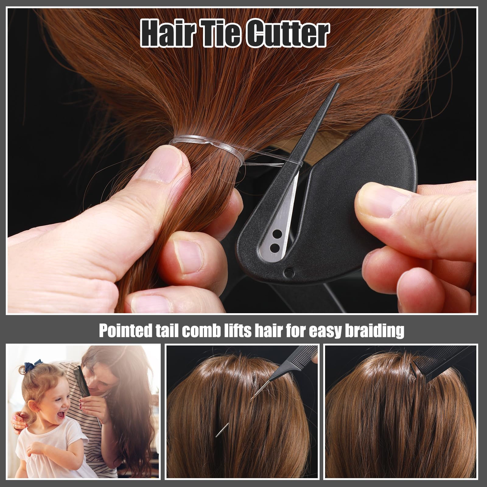 2200 Pcs Elastic Hair Bands With Hair Loop Styling Tool Set, Clear Mini Hair Bands And Black Elastic Hair Ties With Rubber Band