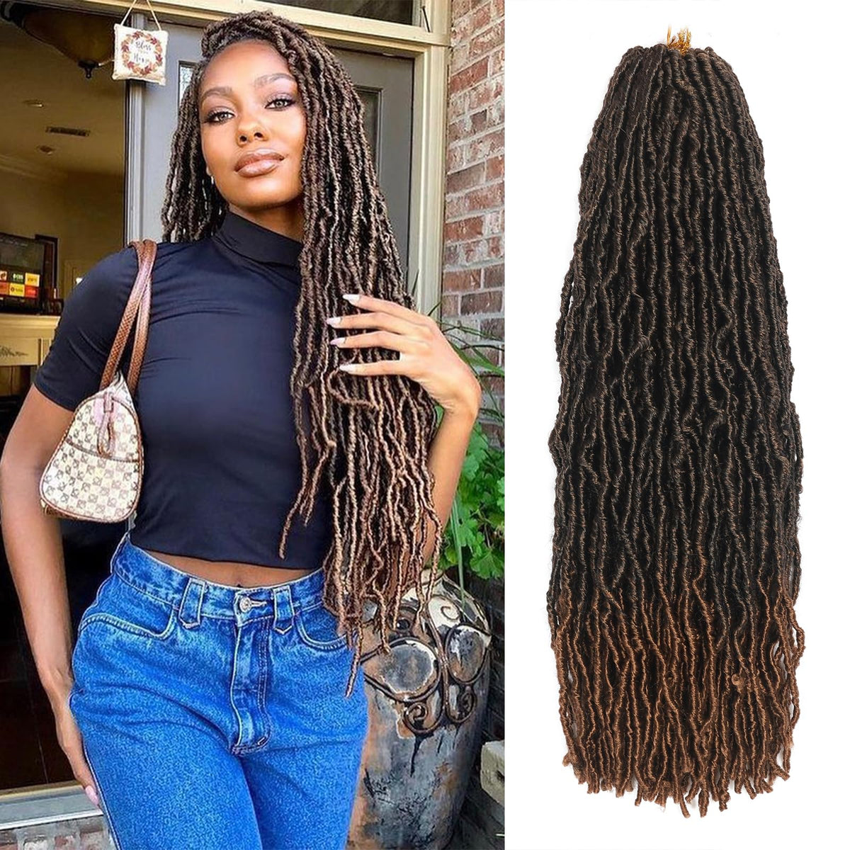 20 Inch Locs 20 Inch Faux Locs Crochet Hair 7 Packs Soft Locs Crochet Braids Hair P ...
