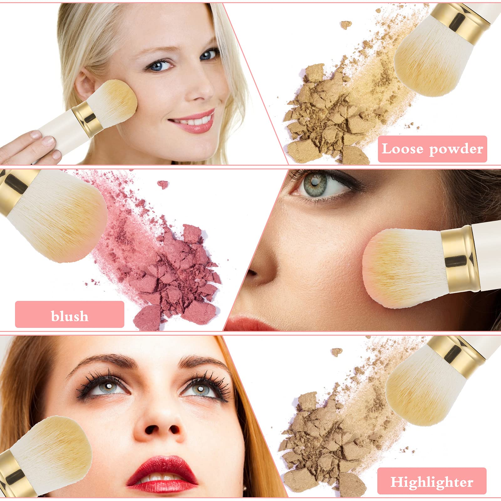 Falliny Retractable Makeup Brush, Travel Powder Brush Face Blush Brush, Portable Kabuki Makeup Brush With Cover For Blush, Sunsc