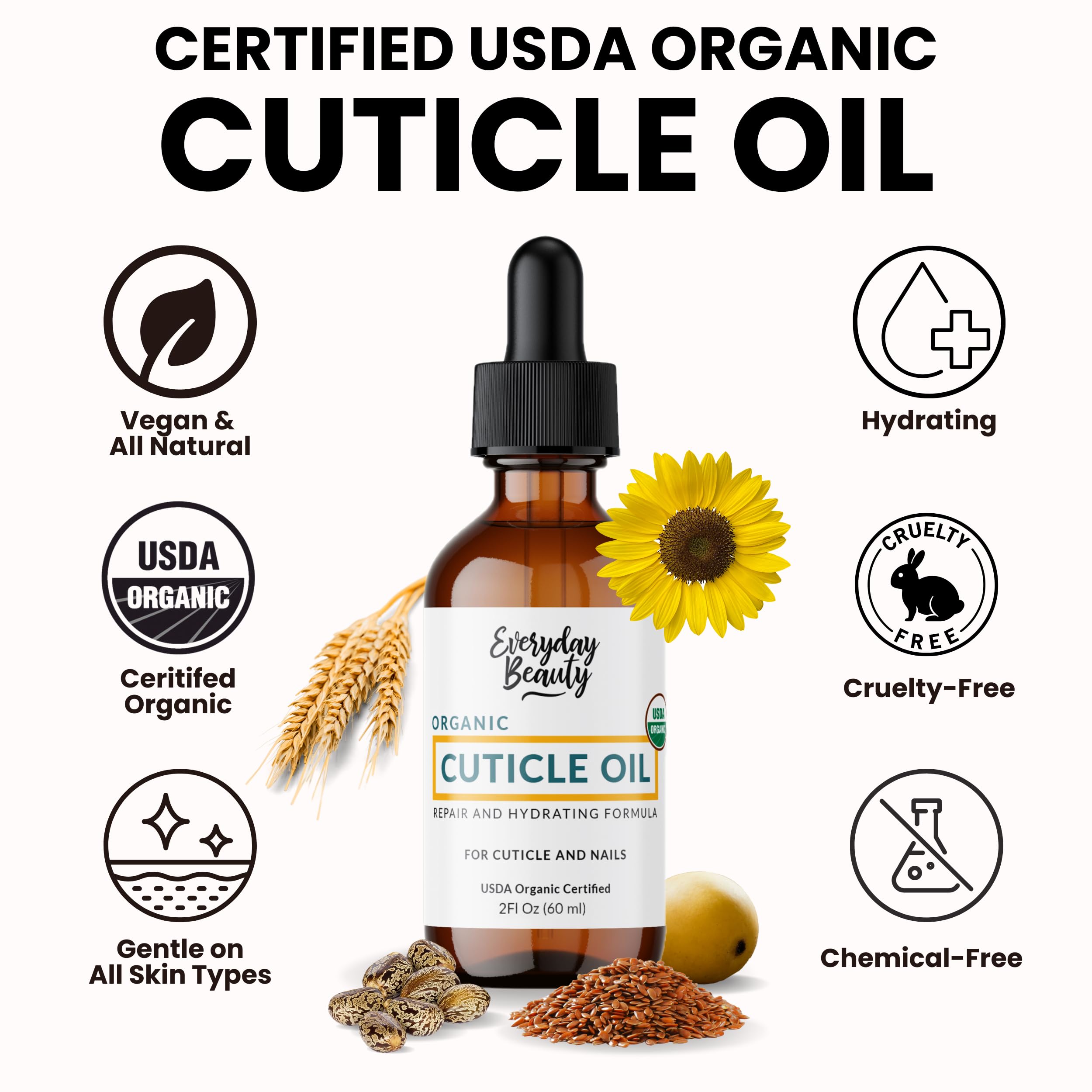 Organic Cuticle & Nail Oil - Repair, Revitalize & Hydrate Cuticles And Nails - Organic Spa Treatment - For Stronger Healthier Na