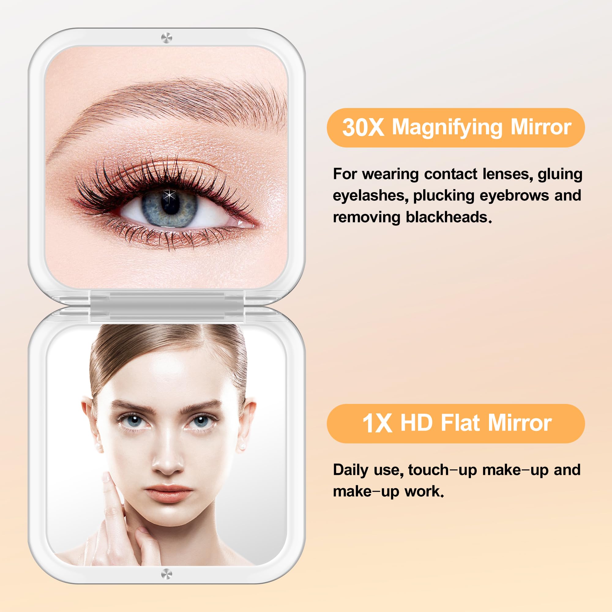 Miyadiva Compact Mirror, 30X Magnifying Mirror, Pocket Mirror For Purse, Travel Makeup Mirror With 30X/1X Magnification, Travel