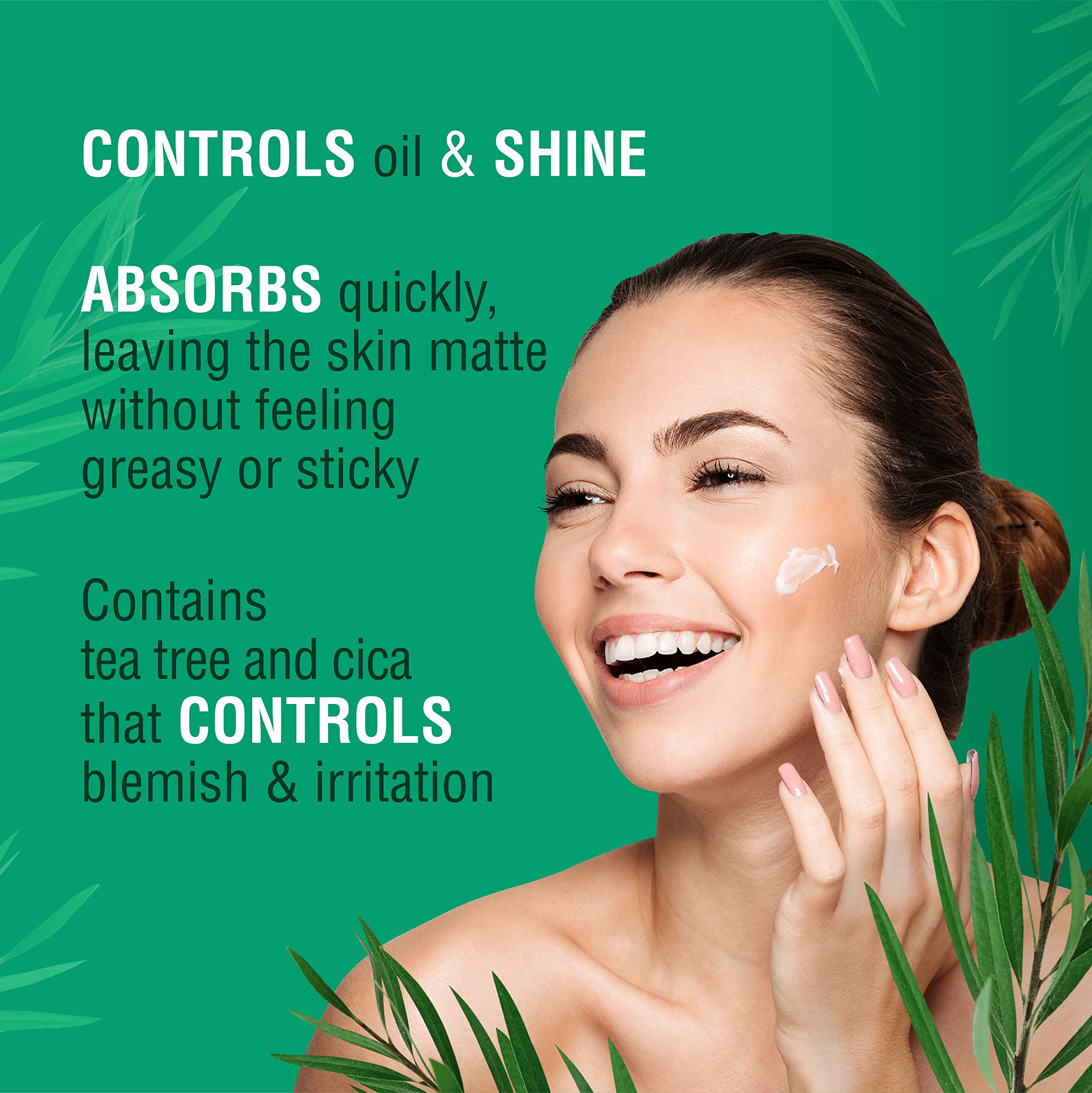 Kiss New York Face Moisturizer Tea Tree Oil Control Anti-Shine Facial Moisturizer, Korean Skin Care For Normal To Oily Skin, Lig
