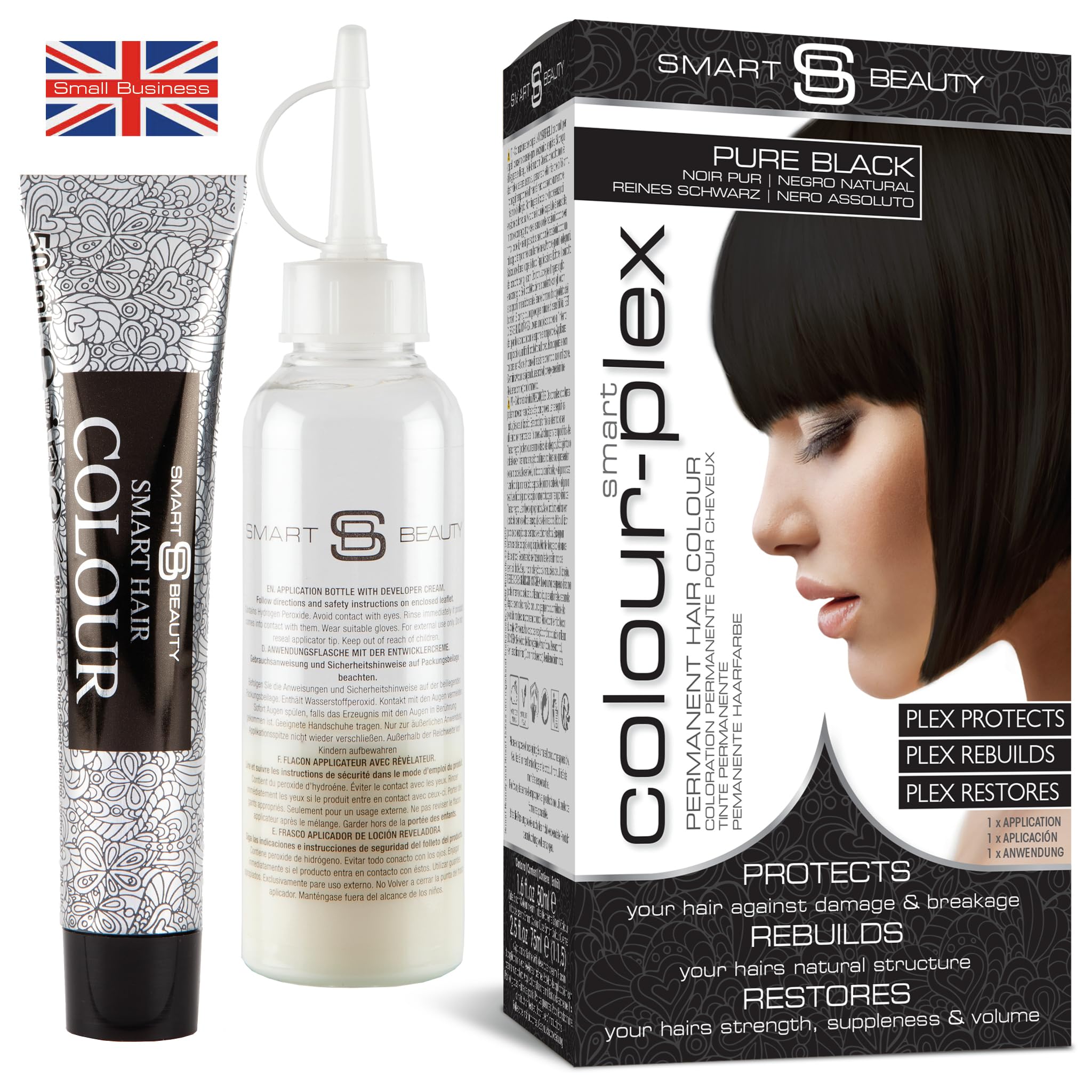 Smart Beauty Black Hair Dye Permanent with Plex Anti-Breakage Technology that Protects Rebuilds Restores Hair Structure, Permane