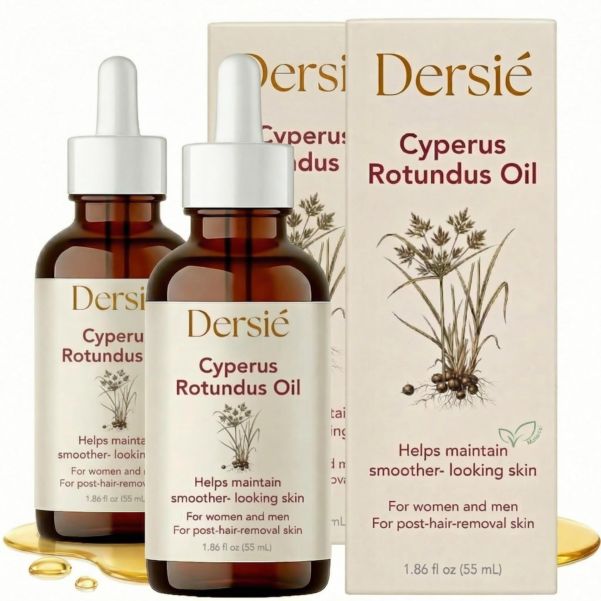 (Pack of 2) Dersie Cyperus Rotundus Oil: Cyperus Rotundus Oil for Hair Removal  Inhibitor for Unwanted Face & Body Hair Reducti