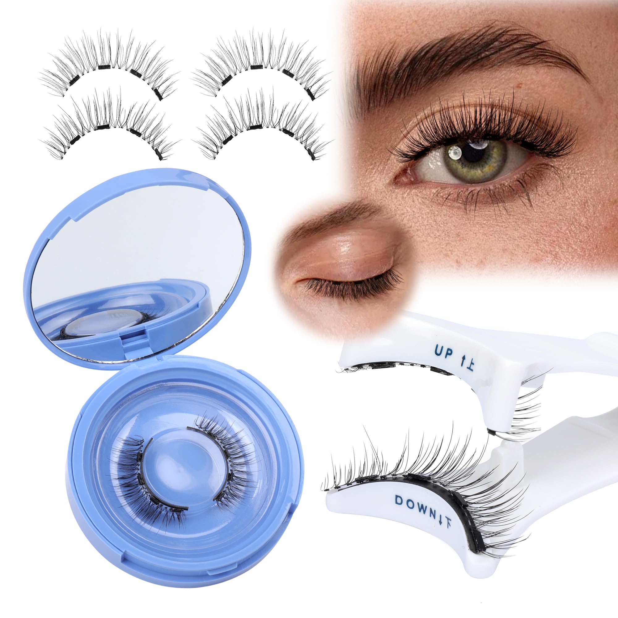 Jimire Magnetic Eyelashes With Applicator Magnetic Wispy Magnetic Lashes Reusable Magnetic Eyelashes Without Eyeliner No Glue No