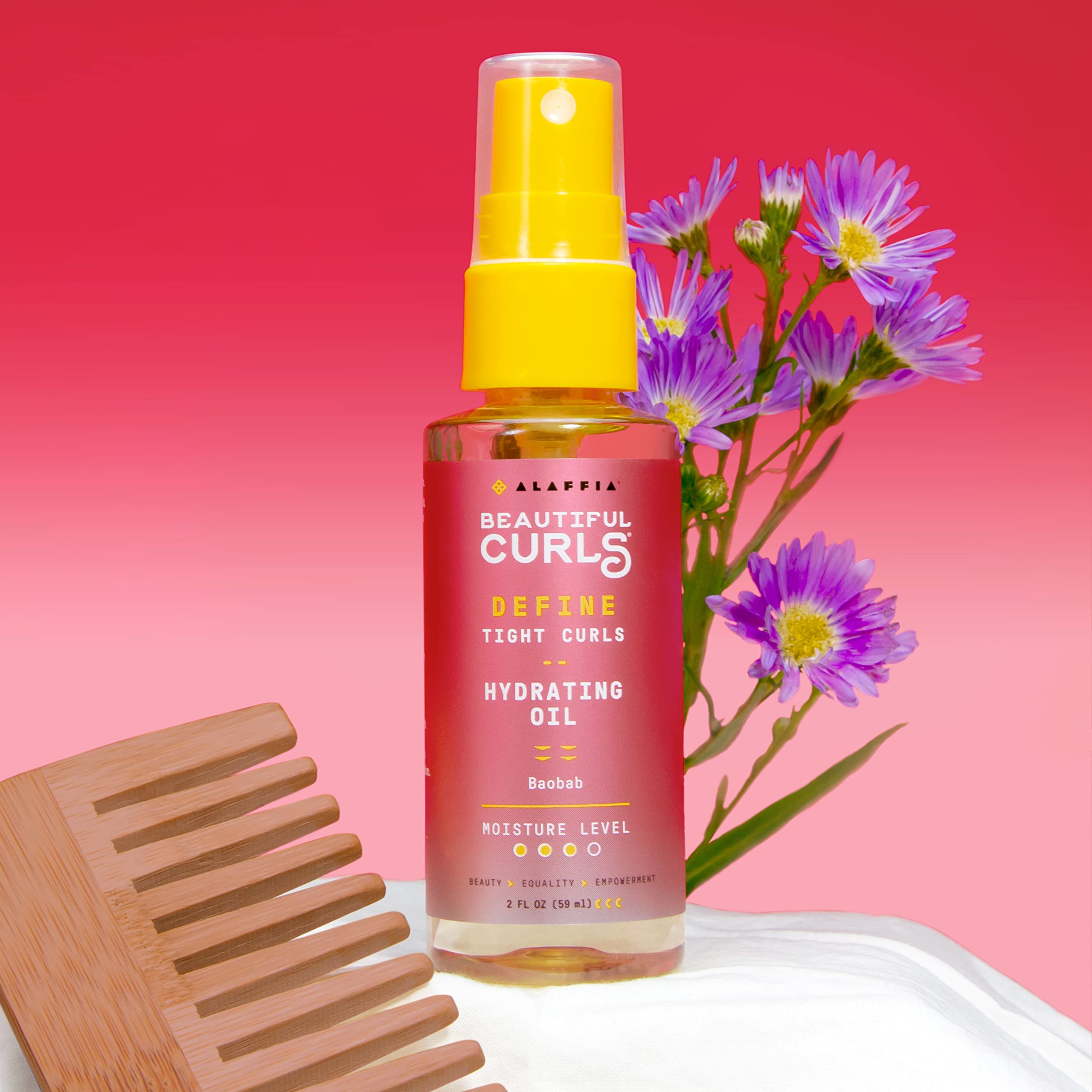 Alaffia Hair Care, Beautiful Curls Define Hydrating Oil Spray for Tight, Thick Curls, Argan Oil and Baobab, Revitalizes Dry, Dam