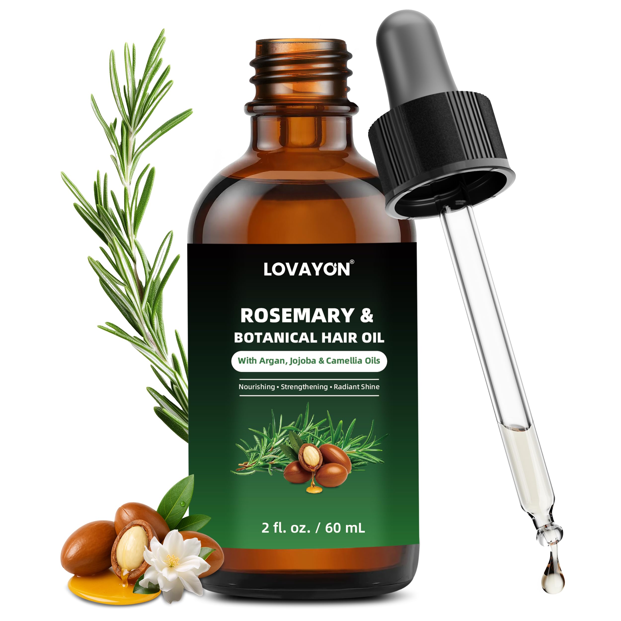 Rosemary Hair Oil Lightweight Botanical Treatment for Dry Hair, 2 fl oz