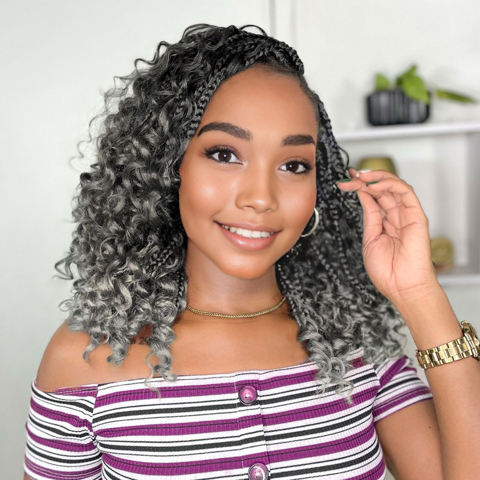 Yewell Goddess Box Braids Crochet Hair 10 Inch Boho Crochet Box Braids, 9 Packs Boho Box Braids Crochet Hair For Black Women Pre