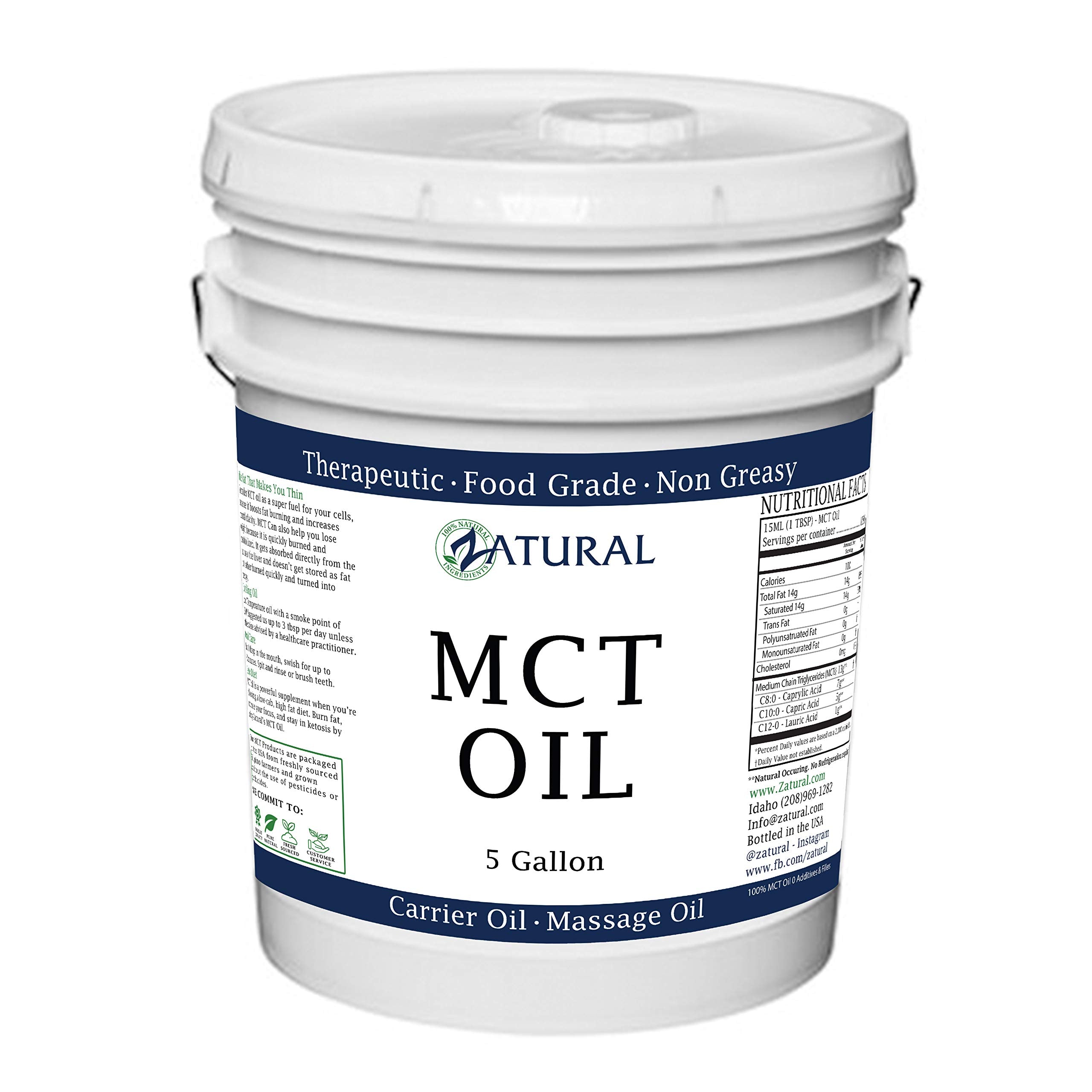 Pure MCT Oil, Carrier Oil, Massage Oil, Hydrating Oil, Hair Oil, Food and Therapeutic Grade, 640 Oz