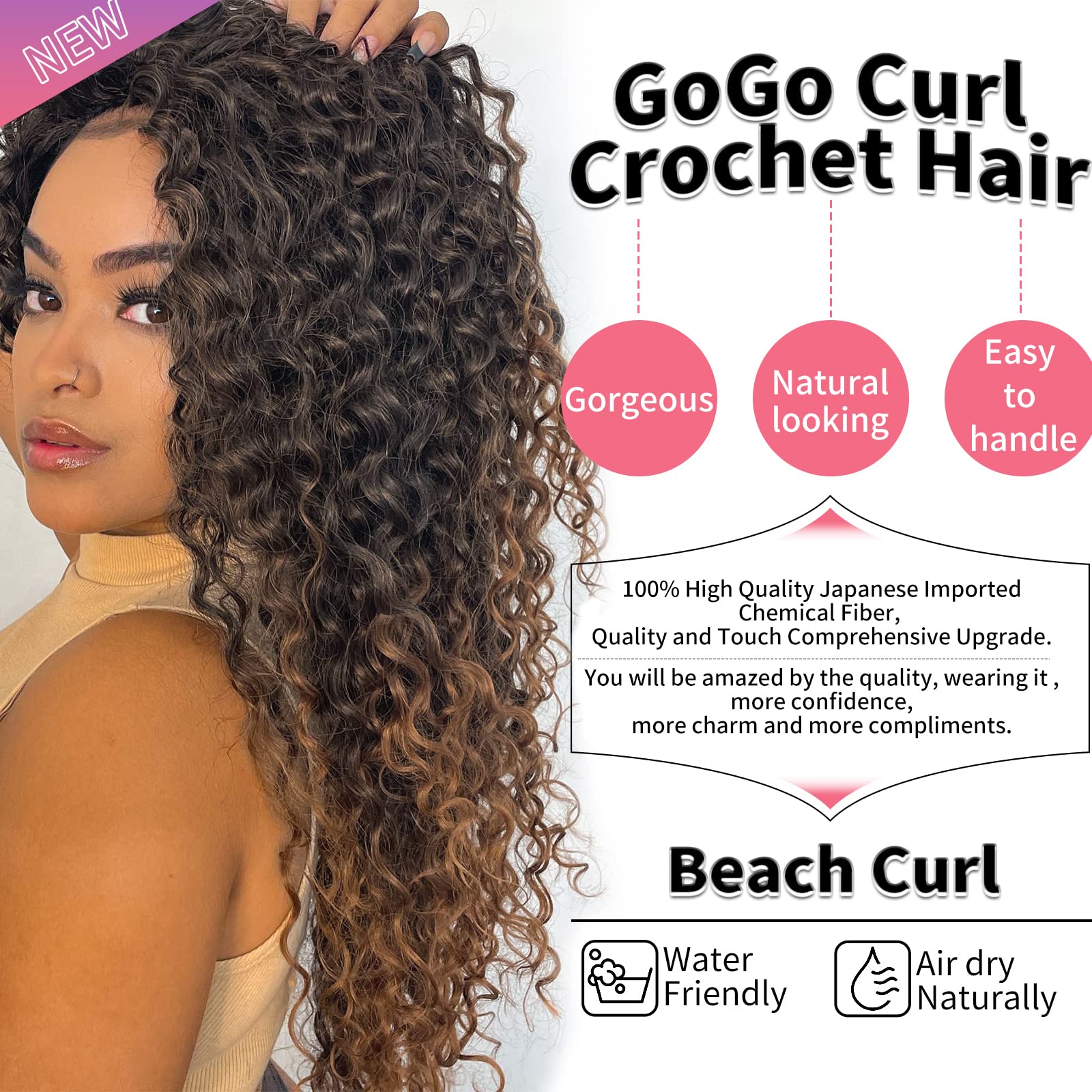 Gogo Curl Crochet Hair For Black Women Water Wave Curly Crochet Hair Wavy Human Hair Deep Wave Beach Curl Crochet Synthetic Hair