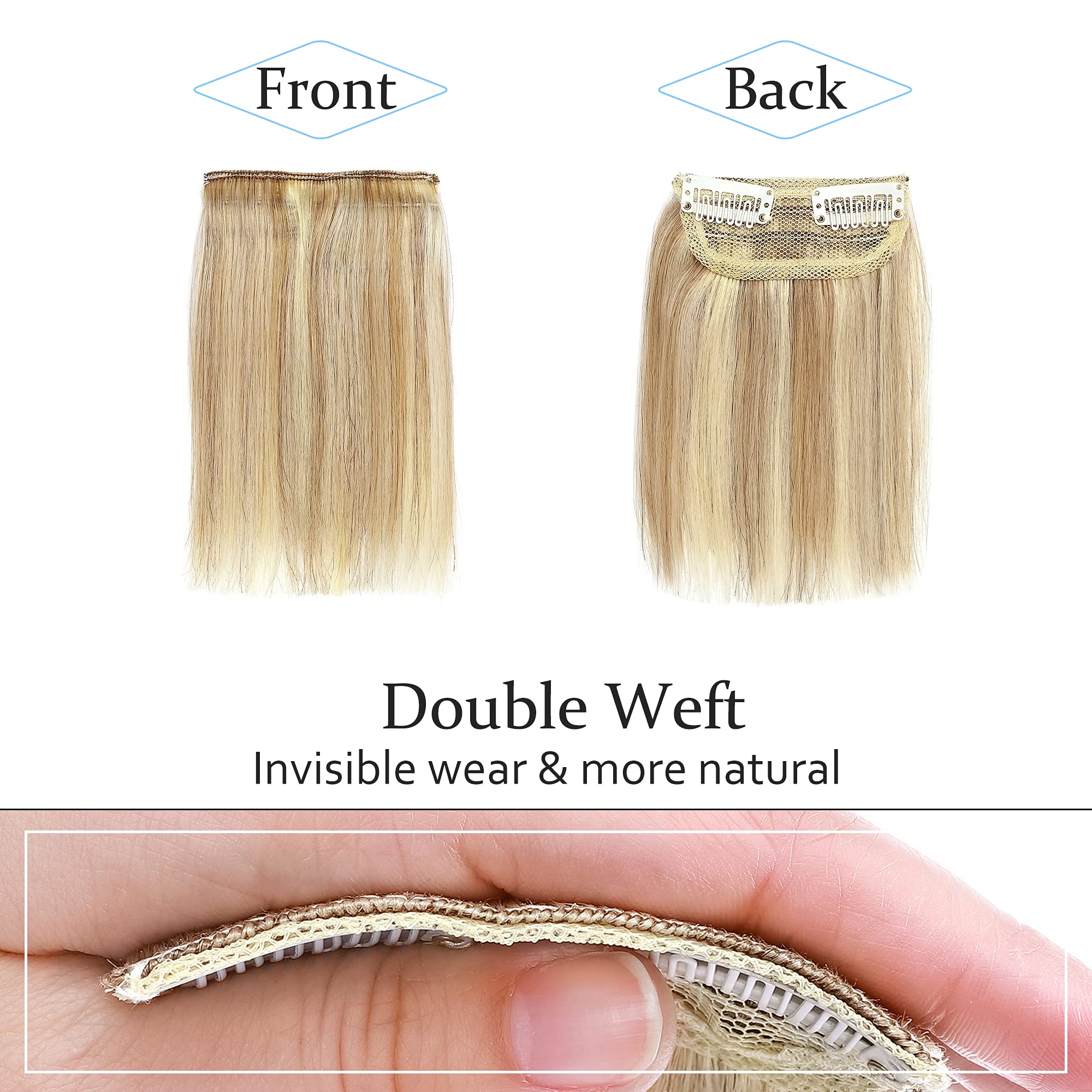Sego 2 Pcs Short Hair Extensions Clip In Human Hair 6 Inch 20G Hairpiece Human Hair Toppers For Women With Thinning Hair Adding