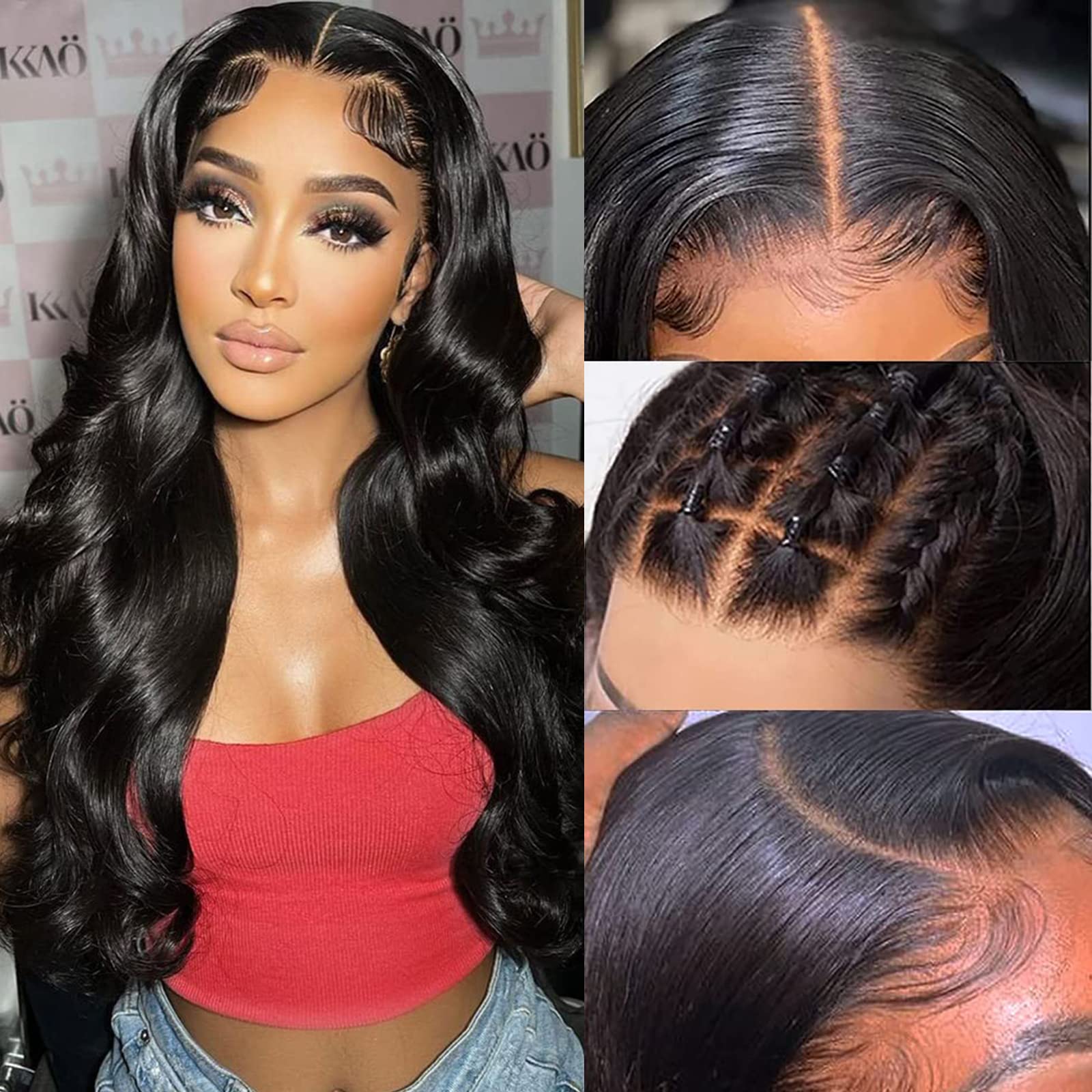 Aicrelery Lace Front Wigs Human Hair Body Wave, 13x6 HD Lace Front Wigs Human Hair Pre plucked, 180 Density Wigs for Black Women