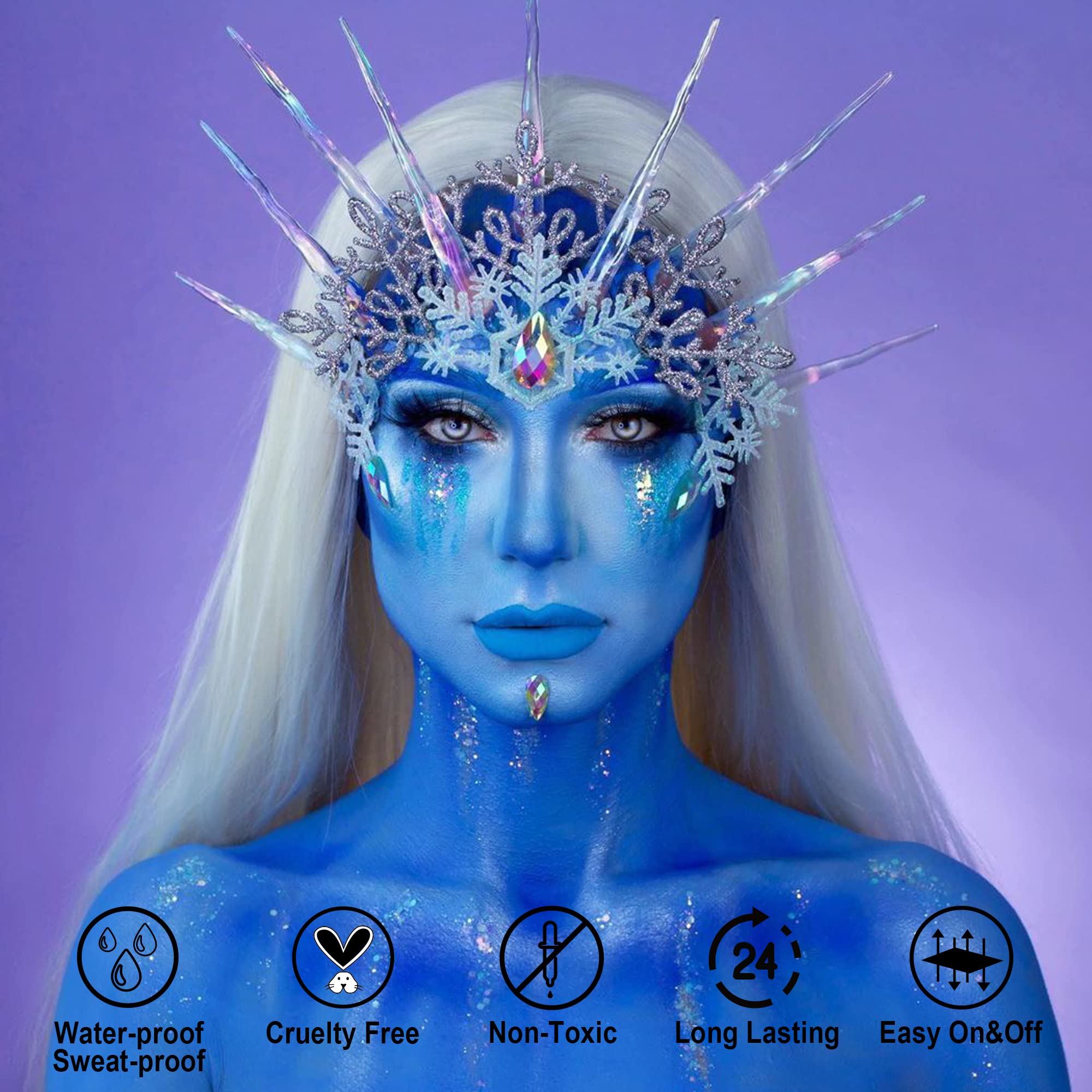 Ccbeauty Light Blue Face Body Paint Stick, Blue Eye Black Sticks For Sports, Grease Facepaint Makeup, Hypoallergenic Foundation