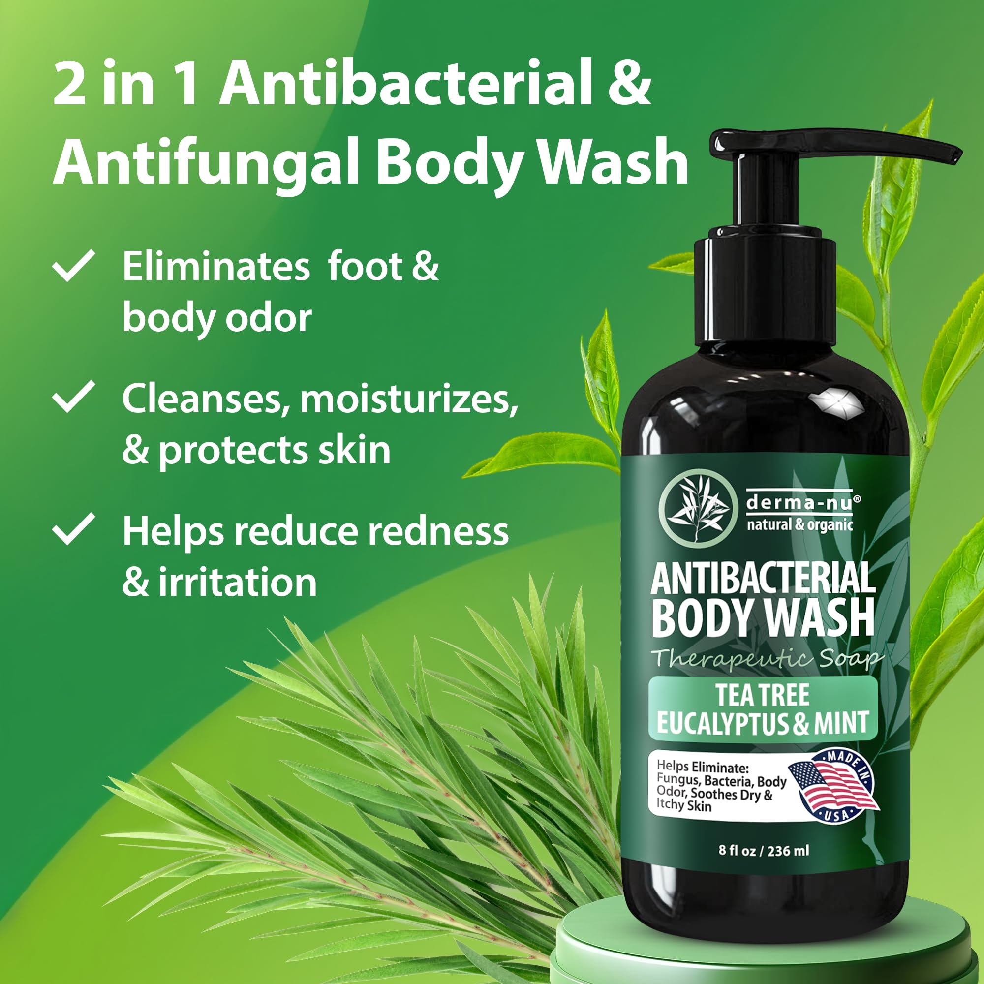 Antibacterial Body Wash - Antibacterial Soap And Tea Tree Body Wash For Jock Itch, Athletes Foot, Eczema And Back Acne - Anti Ba
