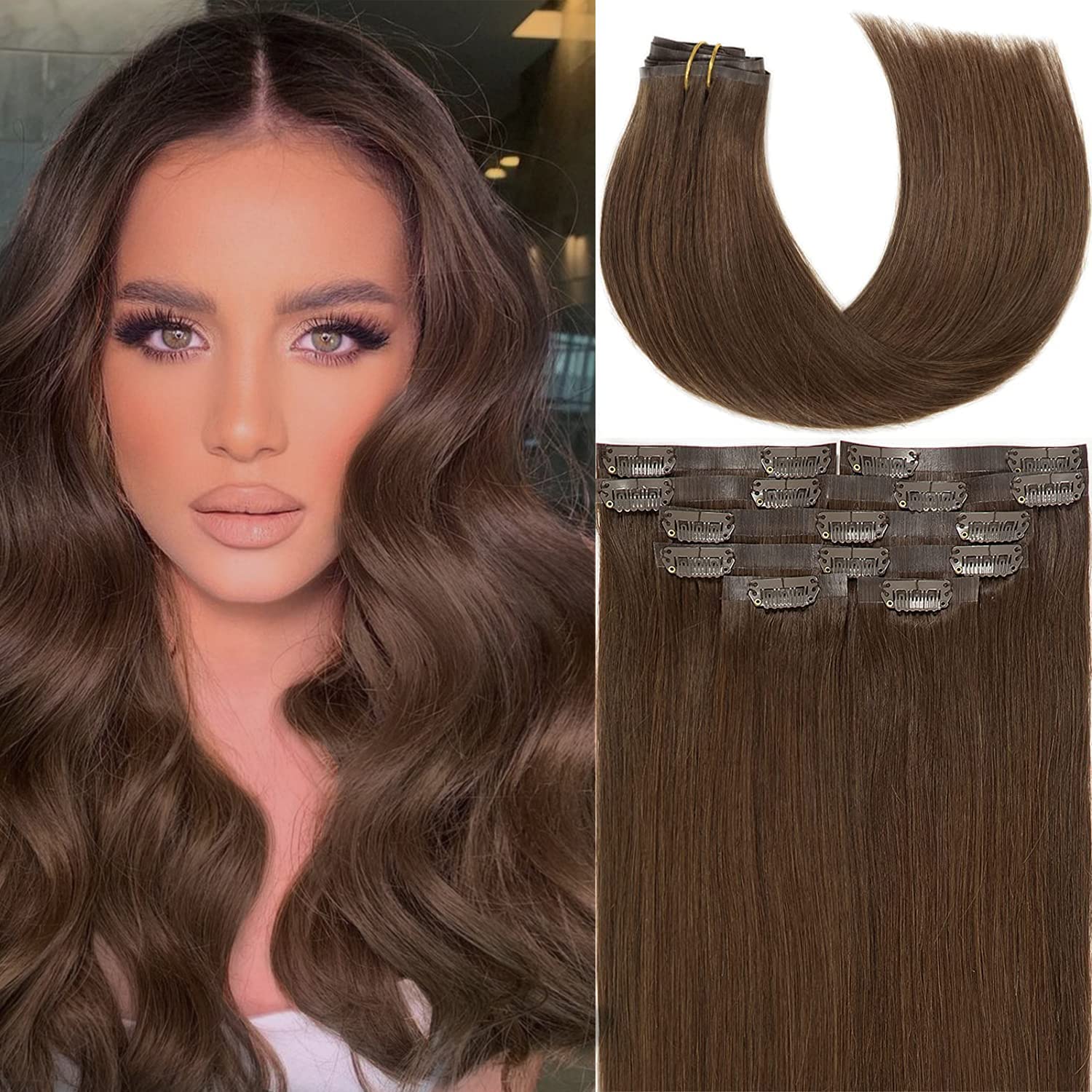 Lacer Hair New Version Glam Seamless Clip in Hair Extensions Virgin Human Hair Ultra Thin Invisible PU Weft Natural Hair Extensi