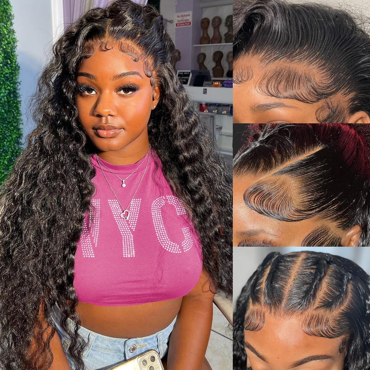 AskWish 36 Inch Lace Front Wig Human Hair 13x6 Lace Front Wigs Human Hair Pre Plucked 180% Density Deep Wave Lace Front Wigs Hum