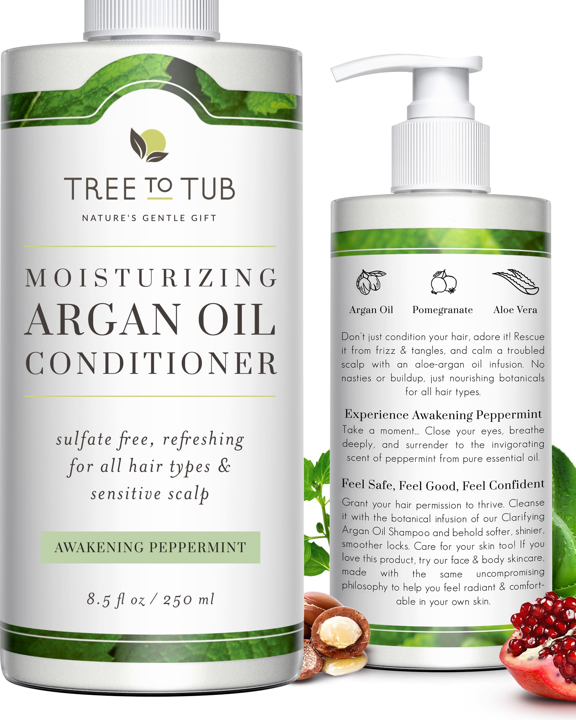 Tree to Tub All Hair Type Hydrating Argan Oil Conditioner for Dry or Oily Hair & Sensitive Scalp - Moisturizing Sulfate Free Con