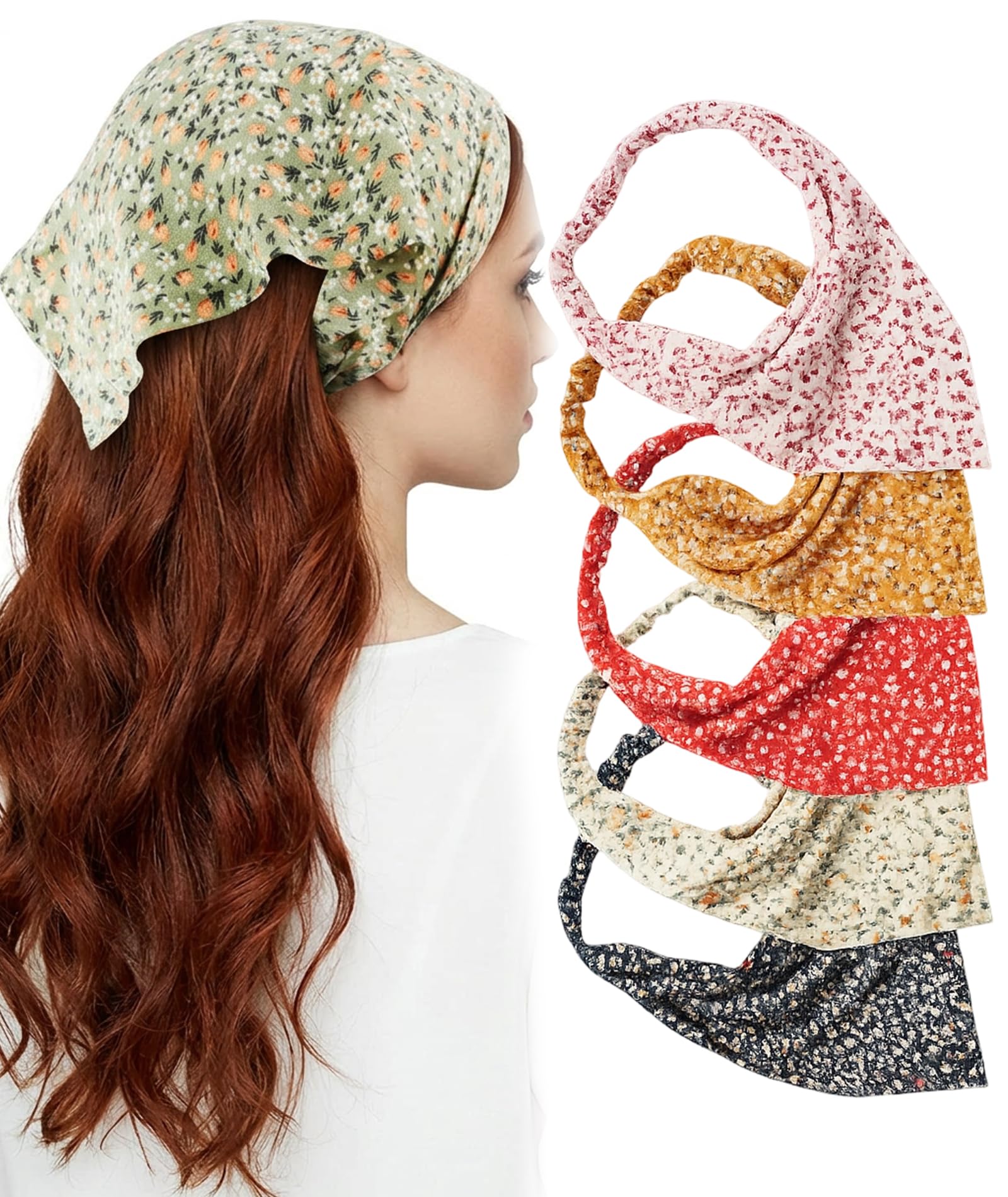 5Piece Head Scarf For Women, Bohemian Floral Print Hair Scarf For Women, Polyester Bandana Scarf For Daily Styling