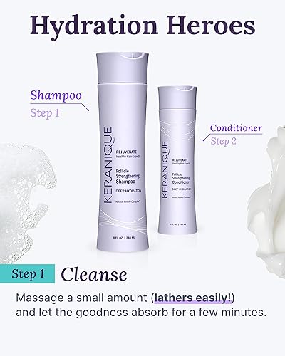 Keranique Deep Hydration Scalp Stimulating Shampoo for Thinning Hair, 8 Fl Oz