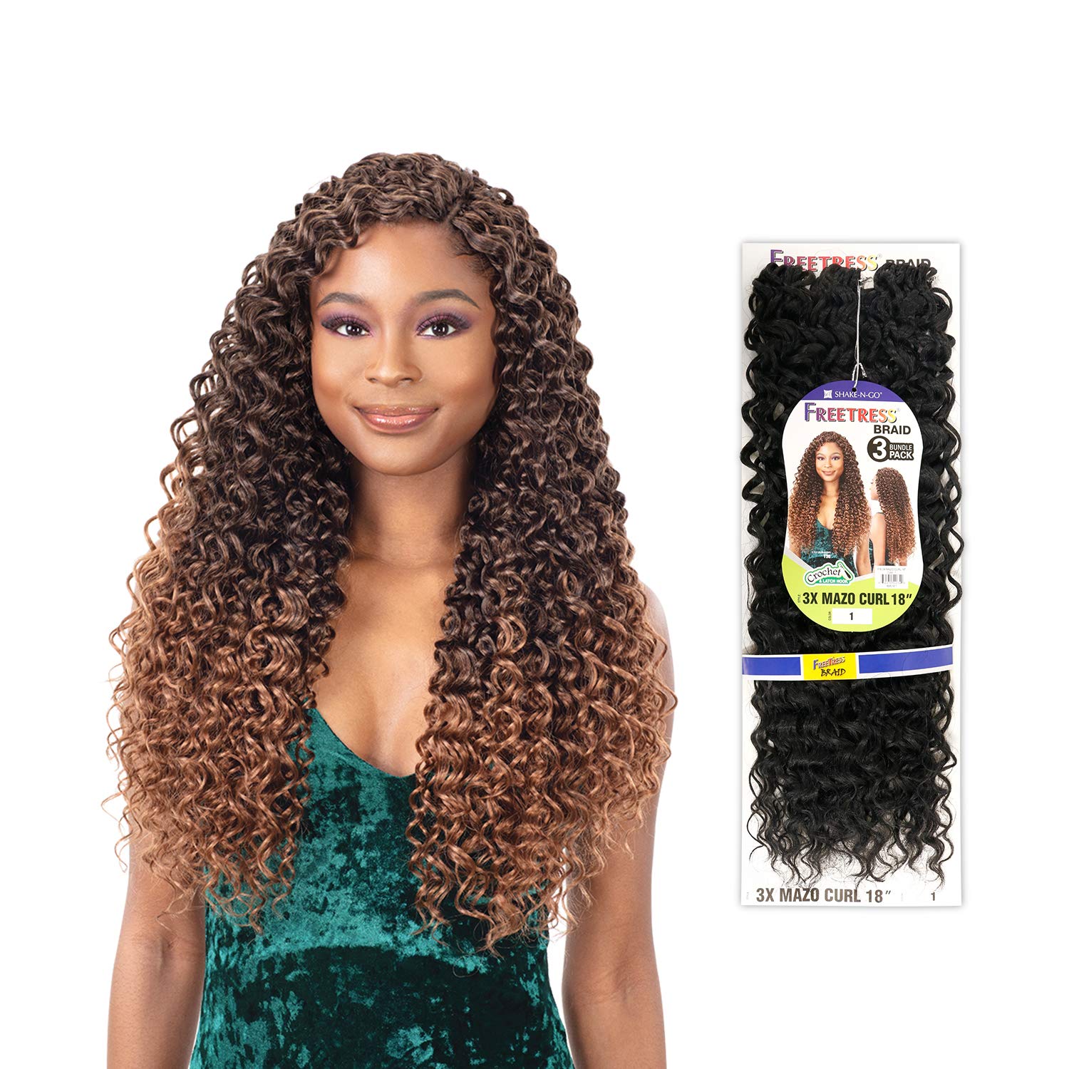 FREETRESS SYNTHETIC CROCHET BRAID 3X MAZO CURL 18 (1B)