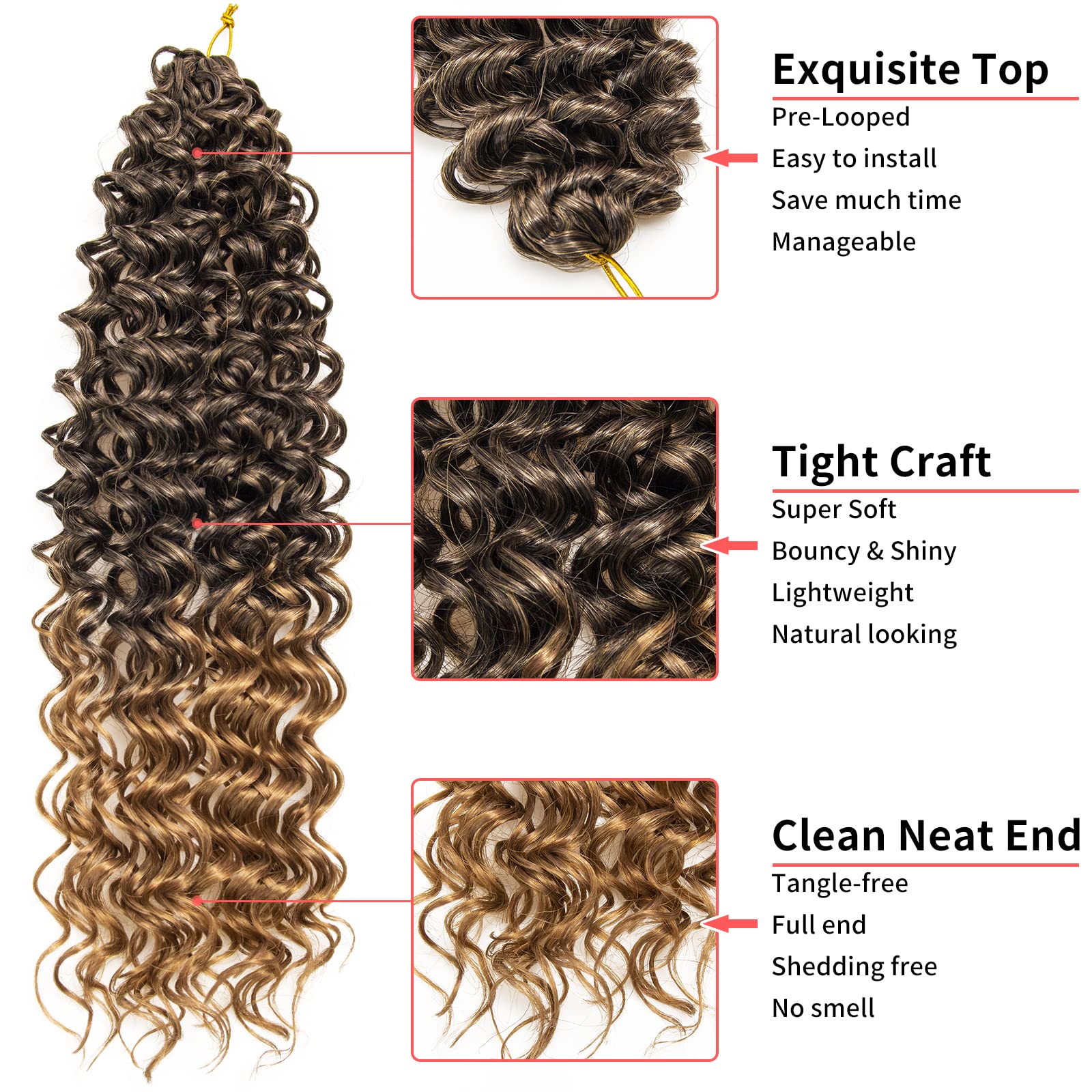 Gogo Curl Crochet Hair For Black Women Water Wave Curly Crochet Hair Wavy Human Hair Deep Wave Beach Curl Crochet Synthetic Hair