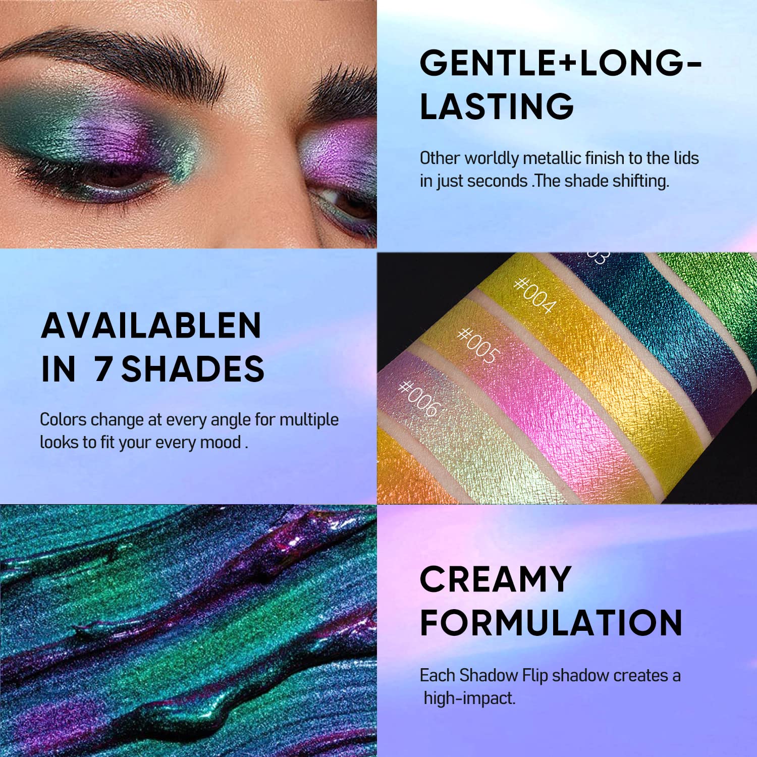 Maki Yika Liquid Eyeshadow Chameleon Metallic Eyeshadow Color Shifting Highly Pigmented Long Lasting With No Creasing Multichrom