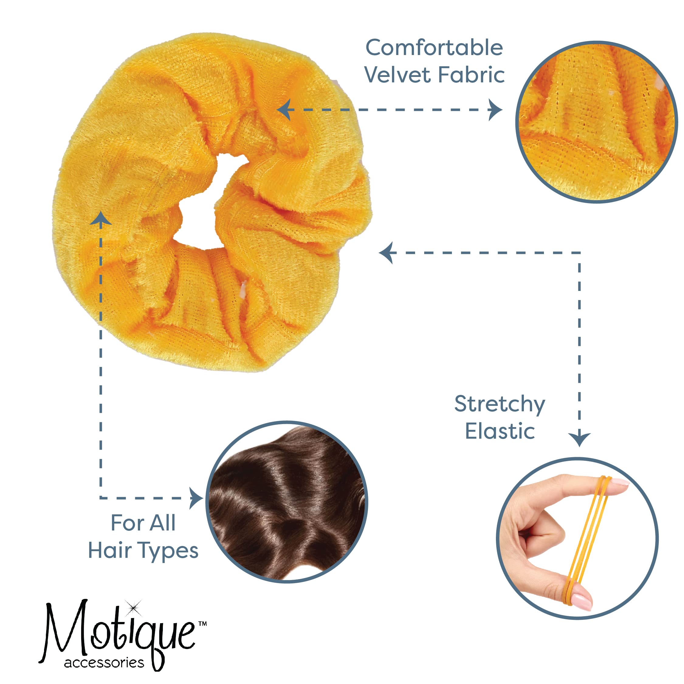 Velvet Solid Scrunchies - Set Of 2 - Yellow