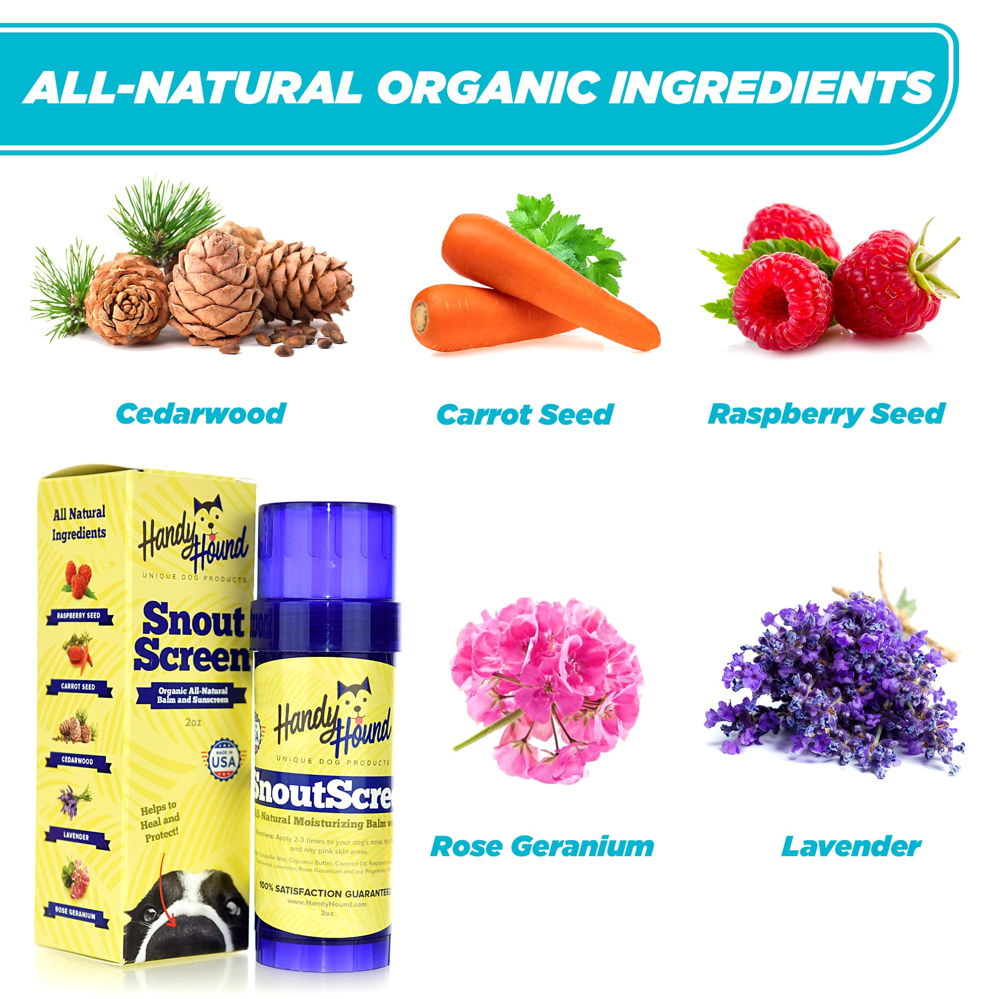 Handy Hound Snoutscreen - All-Natural Organic Vet-Recommended Dog Nose Balm And Paw Balm With Natural Sunscreen - Made In The Us