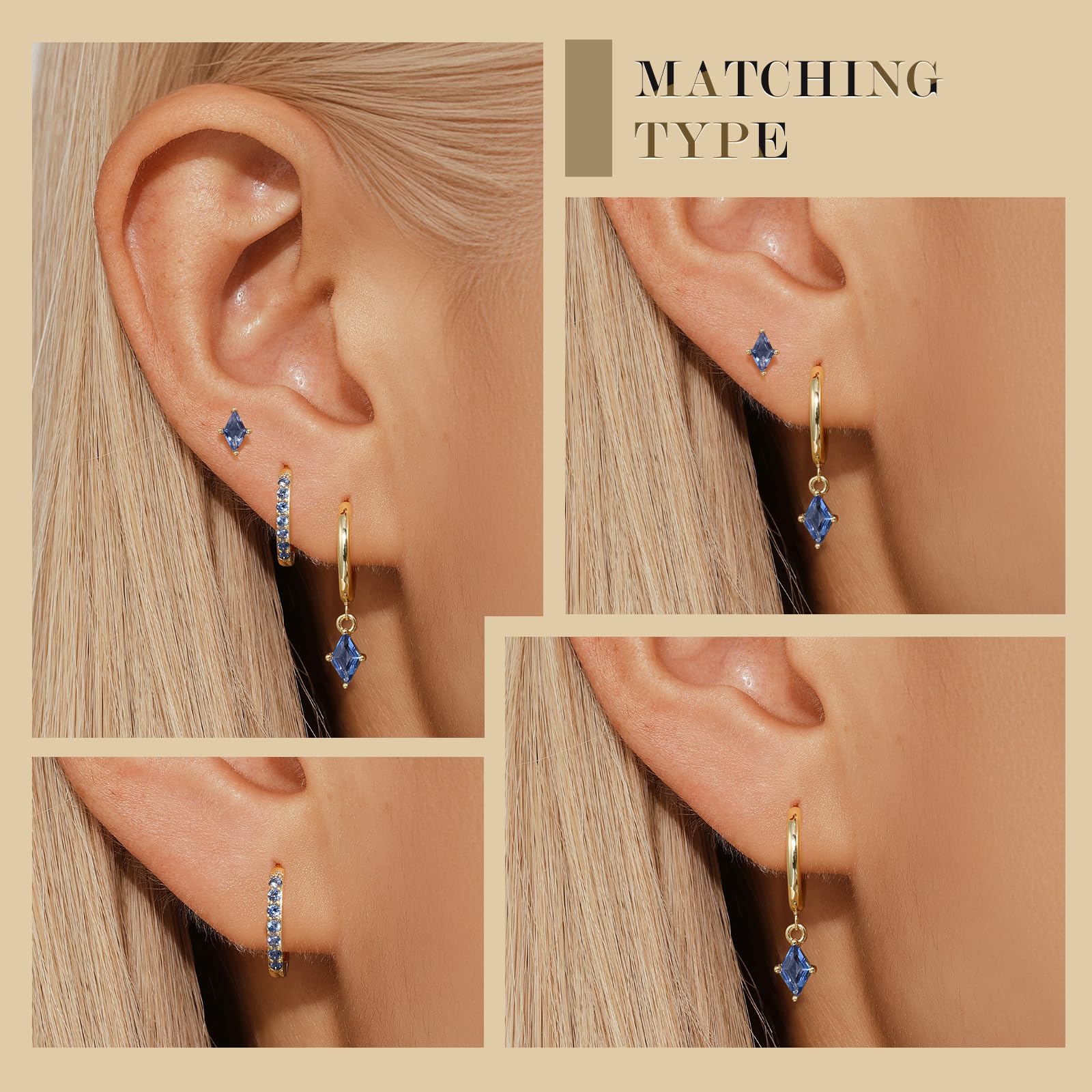 Gold Hoop Earrings Set for Women, Dainty 14K Gold Plated Cartilage Earring, Hypoallergenic Earrings Trendy Small Earring Stacks