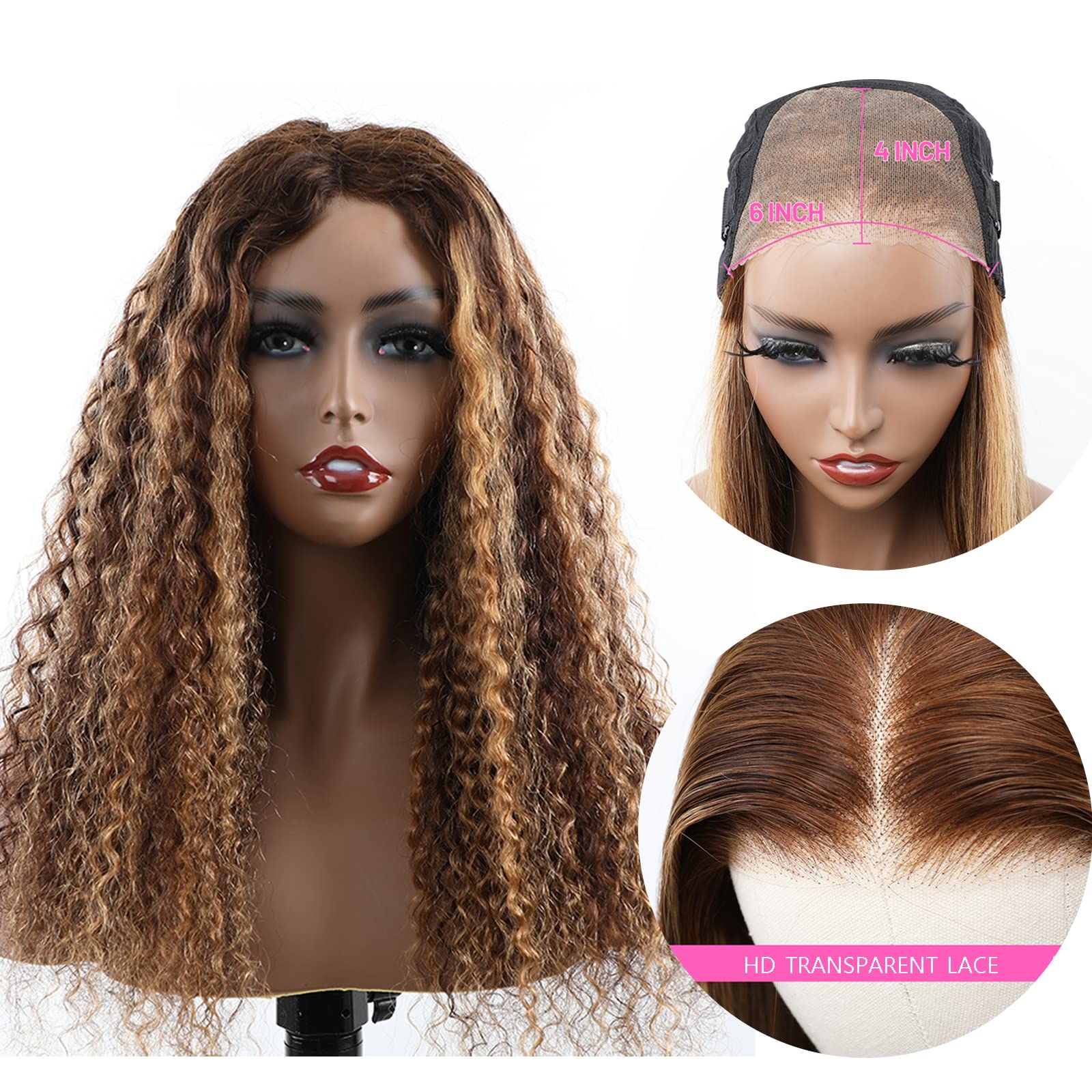 Bly Wear And Go Glueless Wigs Human Hair Pre Plucked Hd Transparent Pre Cut Lace Front Wigs Deep Wave Curly Hair 4/27 Ombre Ches