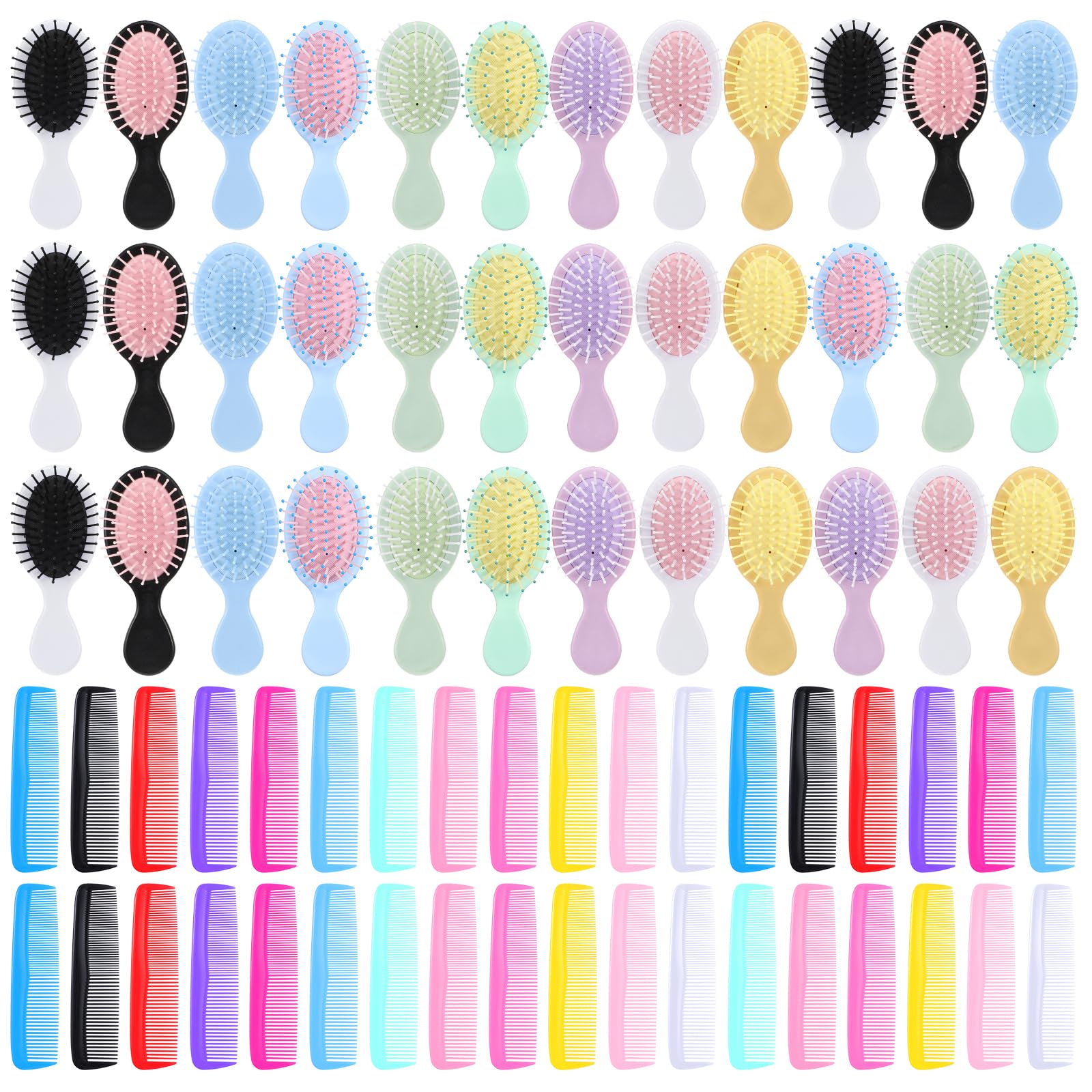 72 Pcs Mini Wet Hair Brush Hair Combs Set 36 Small Pocket Travel Detangler Brush 36 Colorful Combs Toddler Mini Detangling Brush