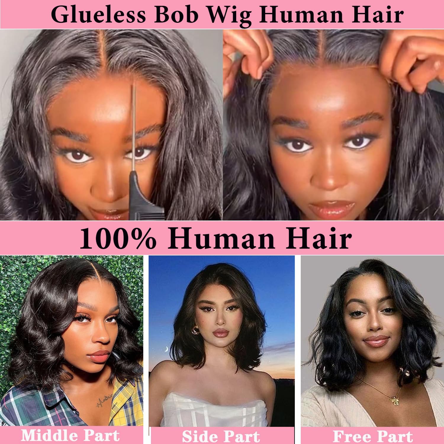 Atilck Wear And Go Glueless Bob Wig - Body Wave Lace Front Human Hair Wigs For Black Women - Pre Plucked And Pre Cut 4X4 Lace Cl