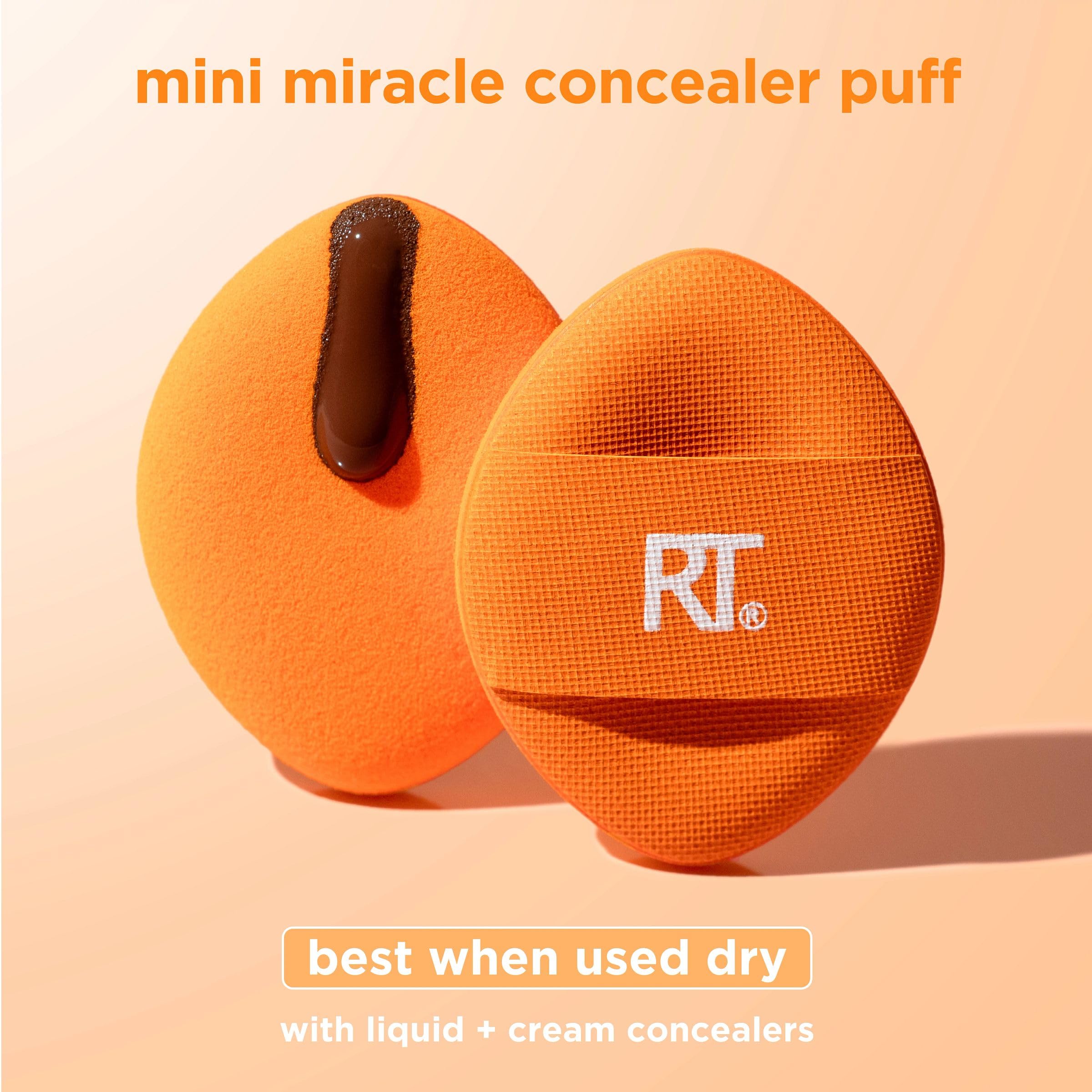 Real Techniques Mini Miracle Concealer Puff Trio, Small Makeup Puff For Liquid & Cream Foundation & Concealer, Targeted Conceali