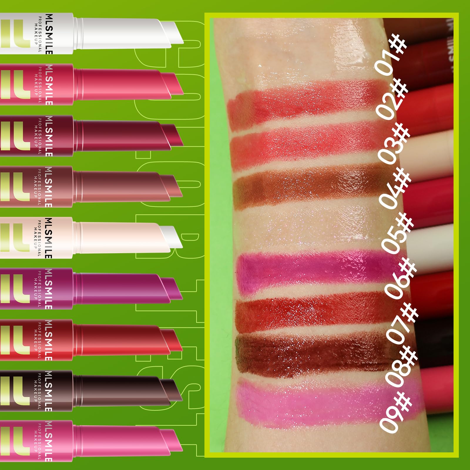 MLSMILE 3 Colors Fat Lip Oil Click Slick,Press Lipstick Set,Moisturizing Lip Balm,High Pigment Glow Lip Oil,Long-lasting,Pigment