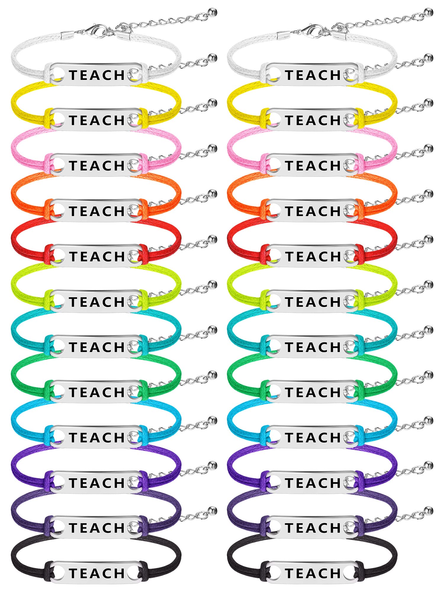 24 Pieces Teach Blessing Bracelets Colorful Greeting Bracelets Graduation Gifts for Women Men Teacher Appreciation Bracelet Grad