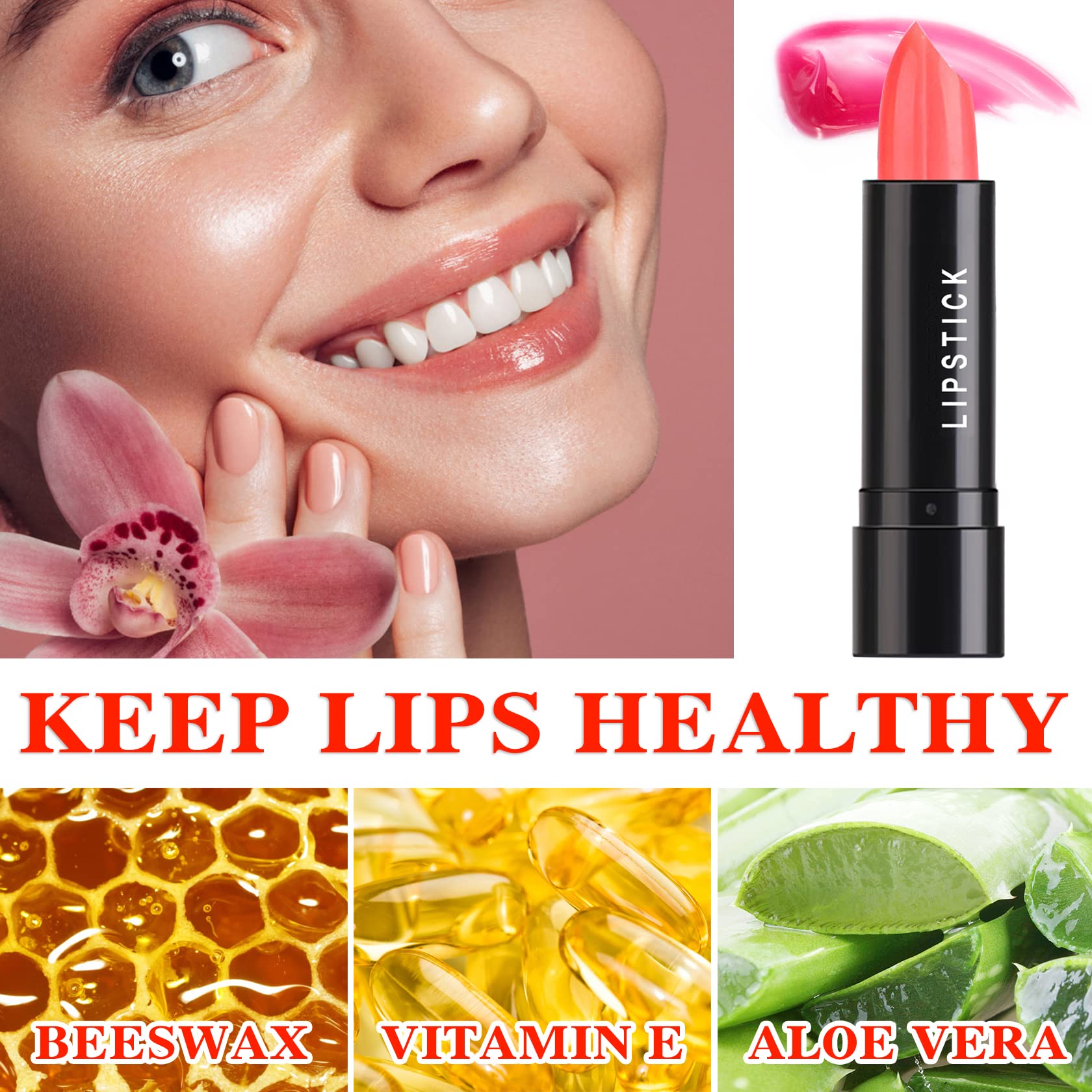 Lzylls 4 Pcs Color Changing Change Lipstick,Magic Lipstick Jelly Lip Balm,Moisturizer Tinted Lip Tint Stain Long Lasting Waterpr