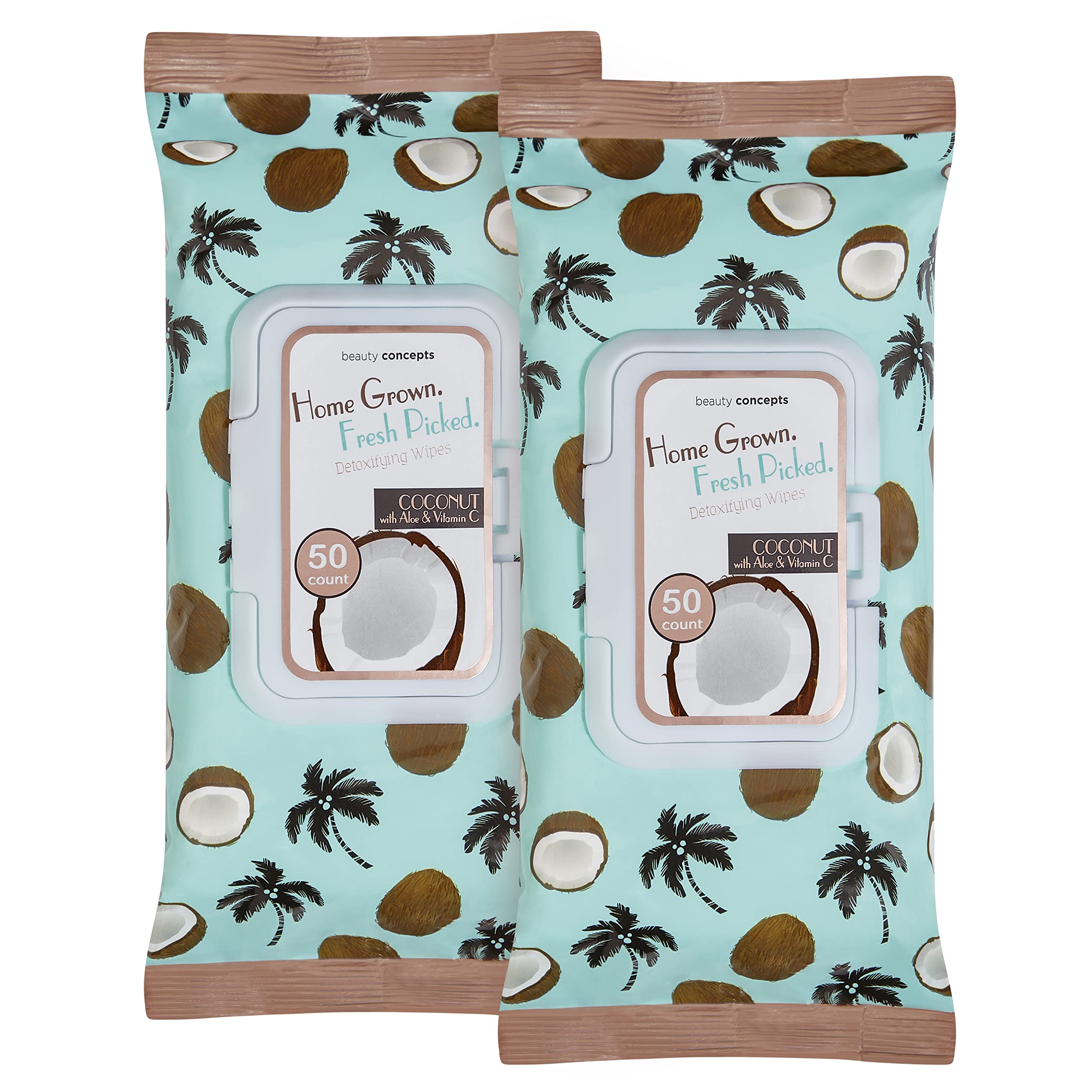 B.C. Beauty Concepts Makeup Remover Wipes - Gentle Facial Wipes for Easy Makeup Removal, 100 Count (Pack of 2), Coconut with Alo