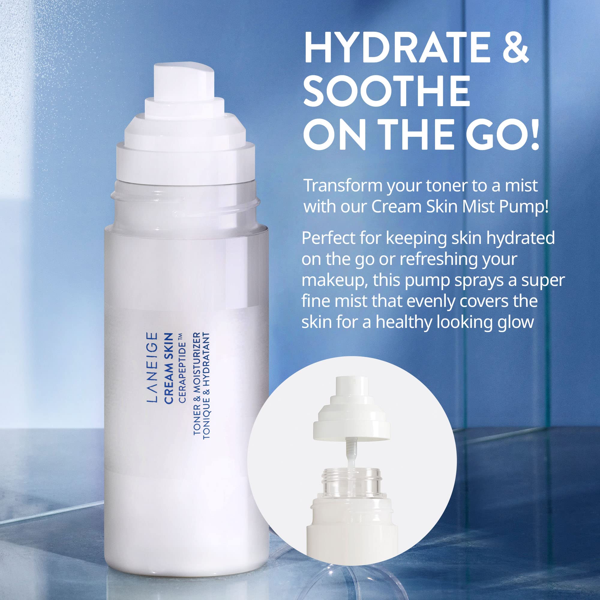 Laneige Mini Cream Skin Toner & Moisturizer: 2-In-1 Amino Acid Rich Liquid, Soothe, Hydrate, And Strengthen Skin'S Moisture Barr