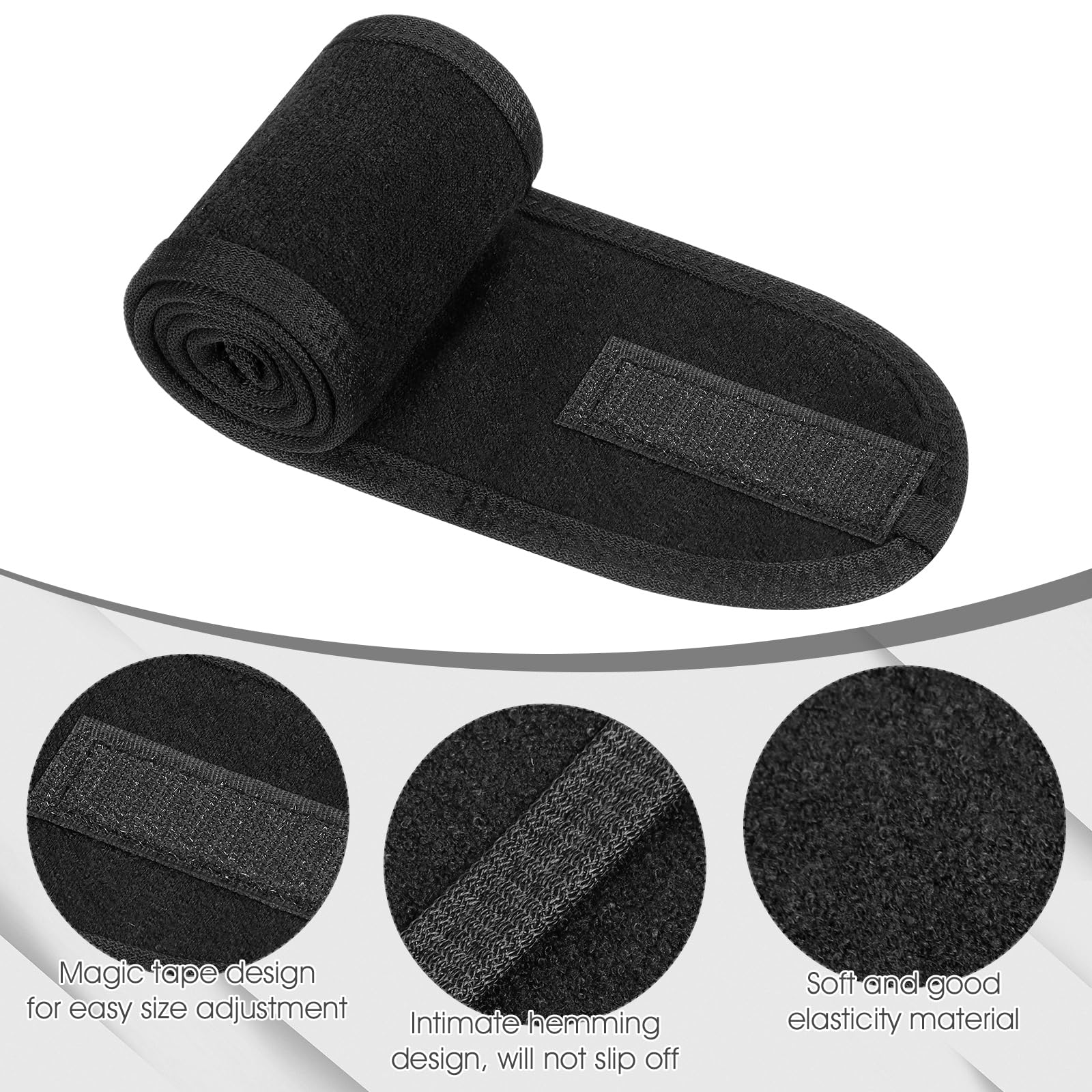 Obeoby 4 Pack Spa Facial Headbands For Women, Black Face Wash Headband Adjustable Make Up Wrap Head For Washing Face Shower Teen