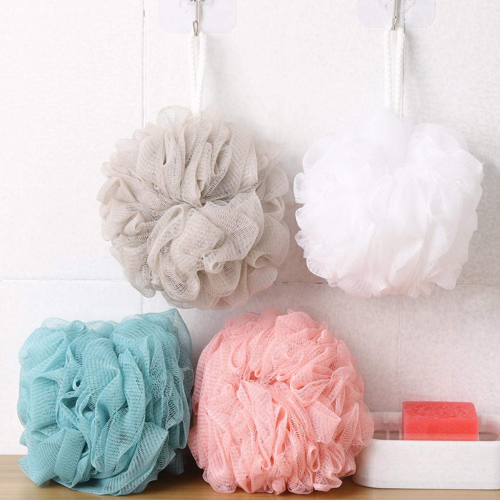 4 Pieces Shower Sponge 75G Bath Loofahs Xl Body Wash Sponge Loufas Shower Scrubber For For Bathing