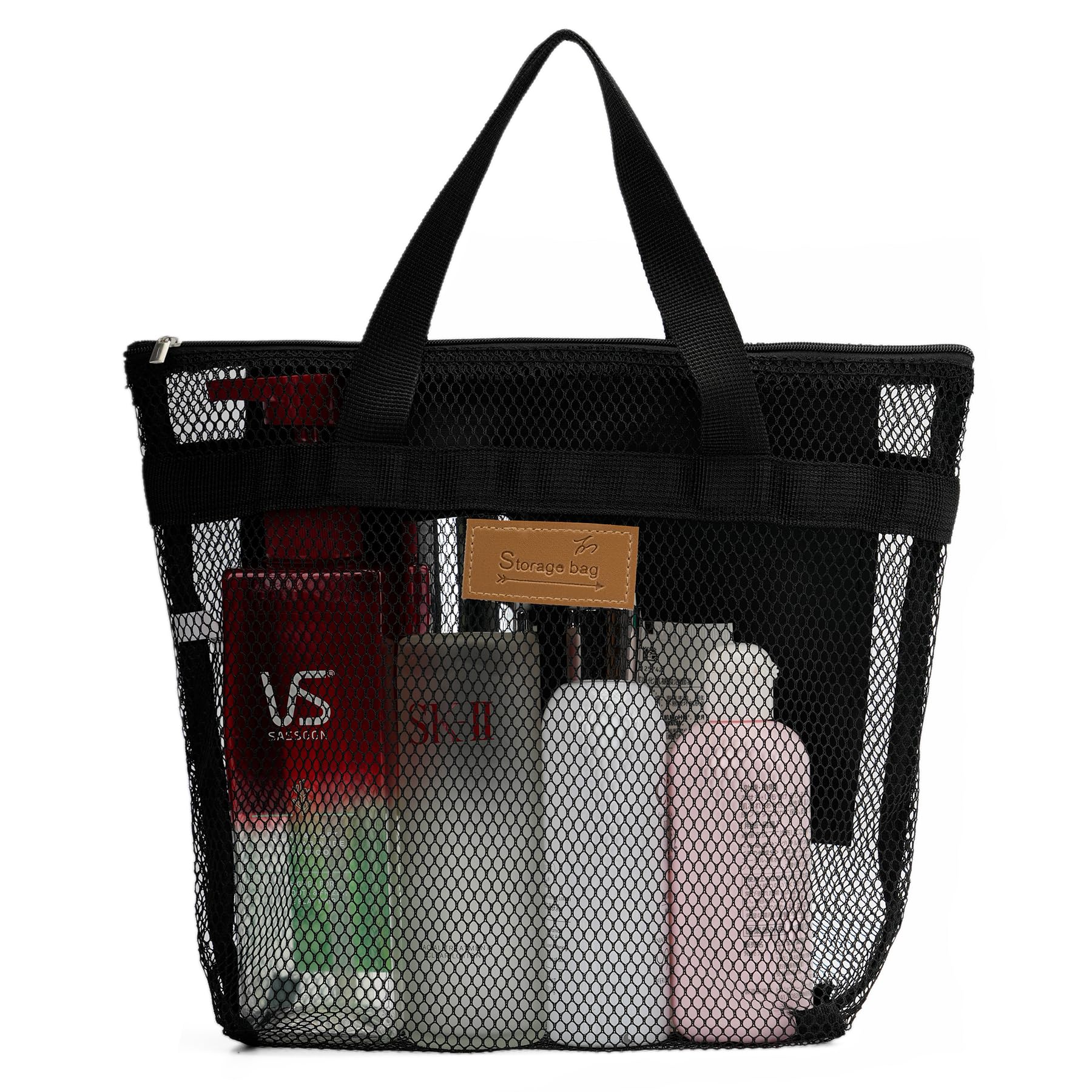 Topasion Mesh Shower Caddy Bag Portable Hanging Toiletry And Bath Organizer With Zipper For Travel, Gym, Camping, College Dorms,