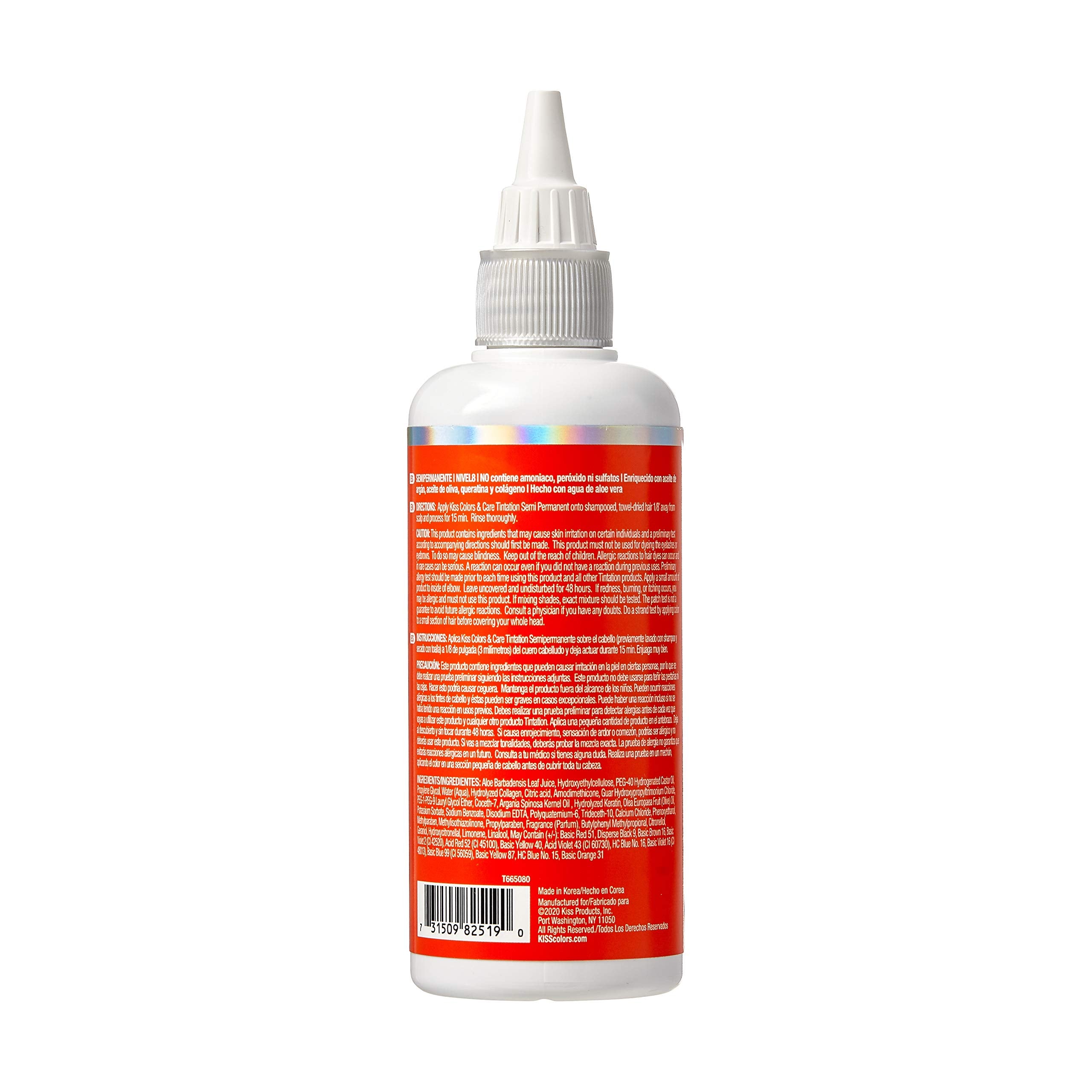 Red By Kiss Tintation Semi-Permanent Hair Color, Aloe Vera Water Based, Argan Oil, Olive Oil, Collagen & Keratin, Long-Lasting C