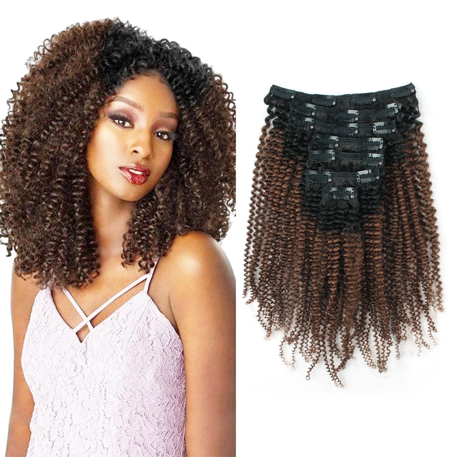 Sassina Afro Curly Clip In Human Hair Extension For Black Women 4B 4C Afro Kinky Curly Clip Ins Double Weft Remy Human Hair Natu