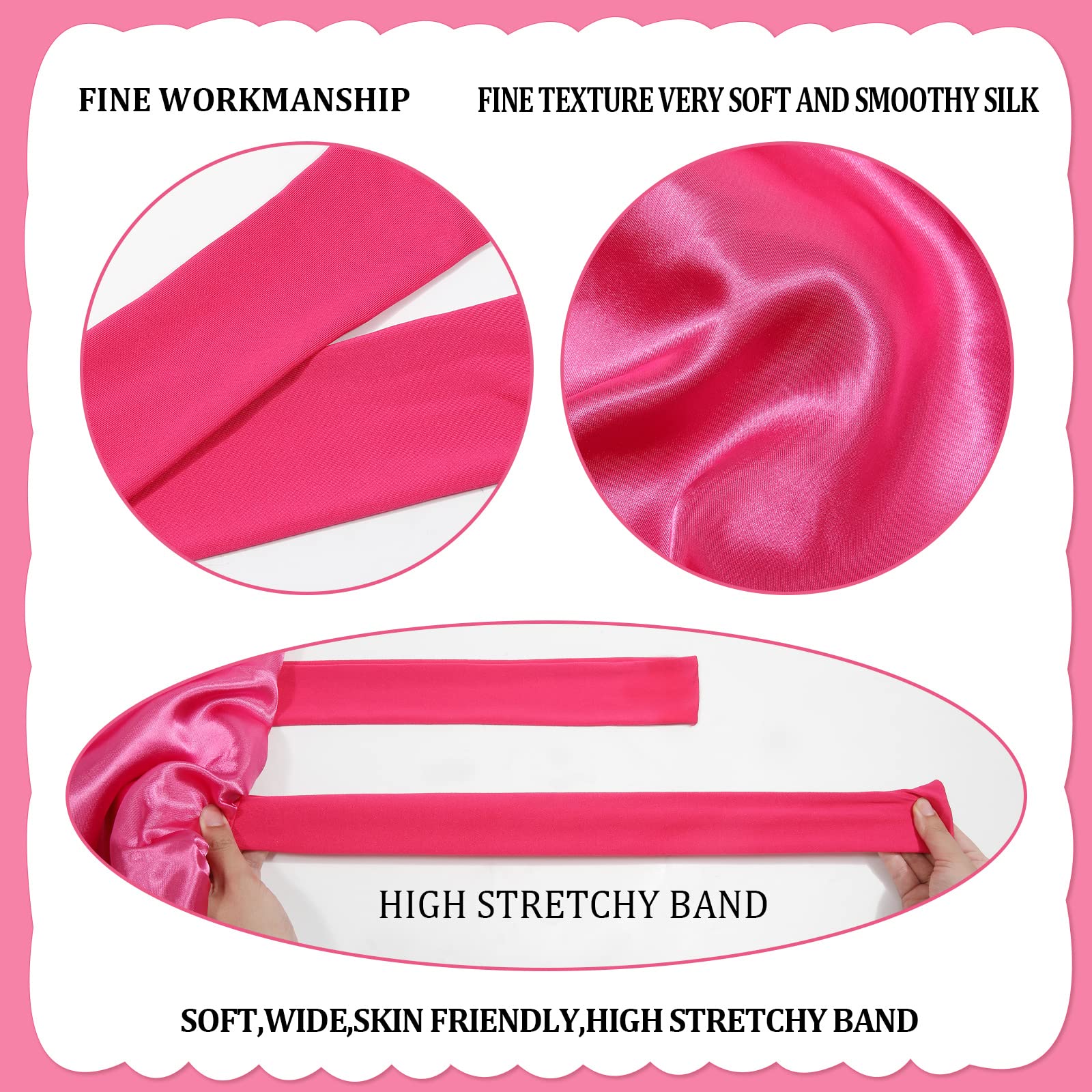 Awaytr Long Toddler Silk Bonnet For Sleeping Elastic Satin Bonnets For Curly Hair Braid Bonnet Night Cap For Aged 3-12 Kids (Ros