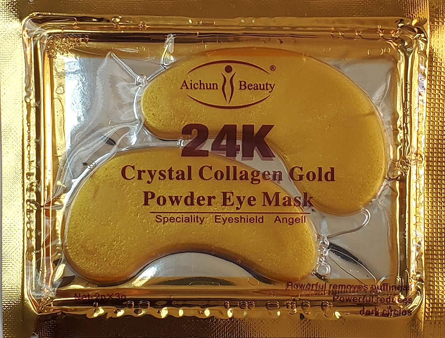 AICHUN BEAUTY 100 Pairs Crystal 24K Gold Powder Gel Collagen Eyes Masks Sheet Patch Anti Ageing Remove Bags Dark Circles & Puffi
